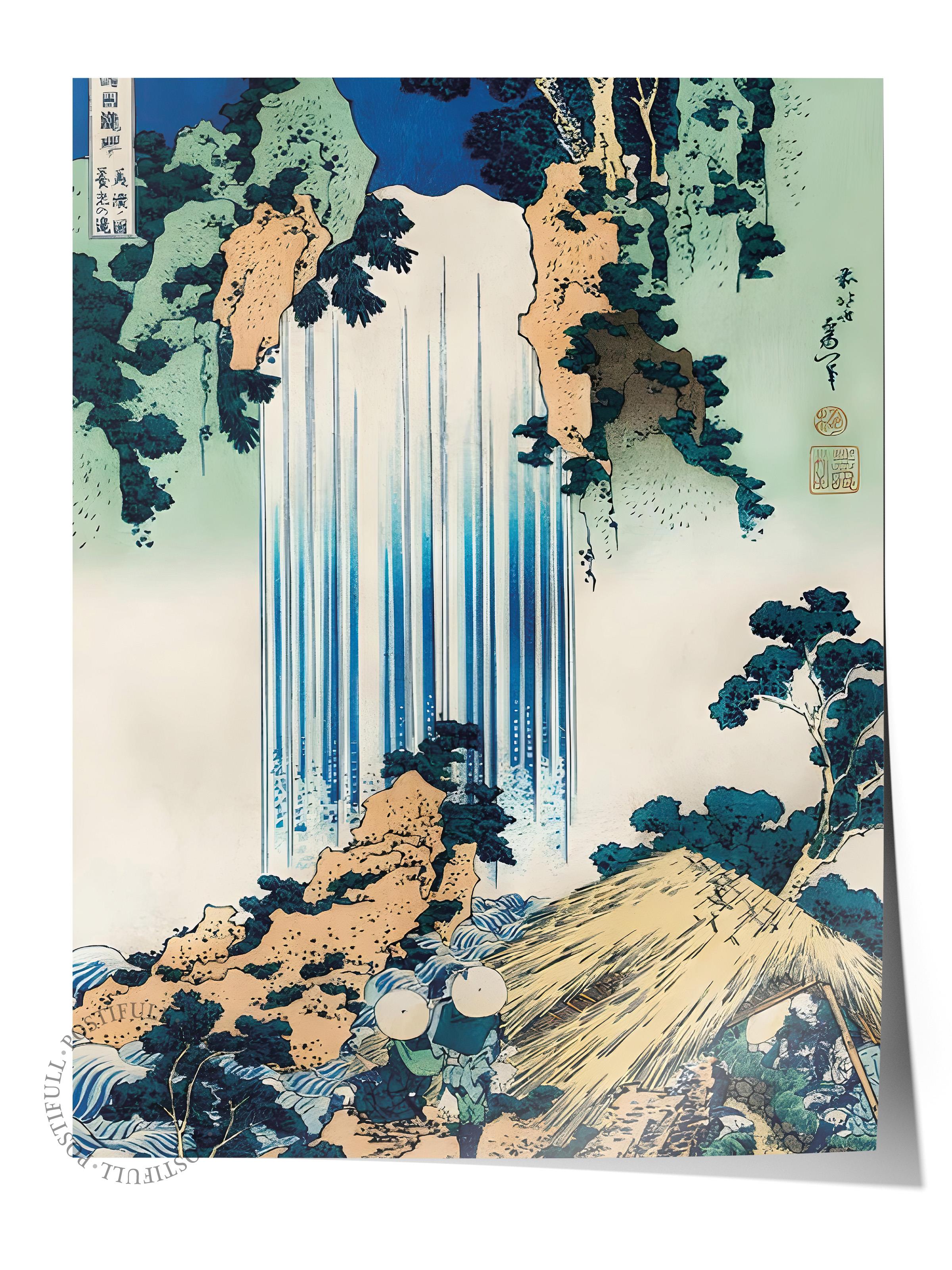 Çerçevesiz Poster, Comfort Serisi, Hokusai - Yōrō Waterfall In Mino Province Poster, NO:108717