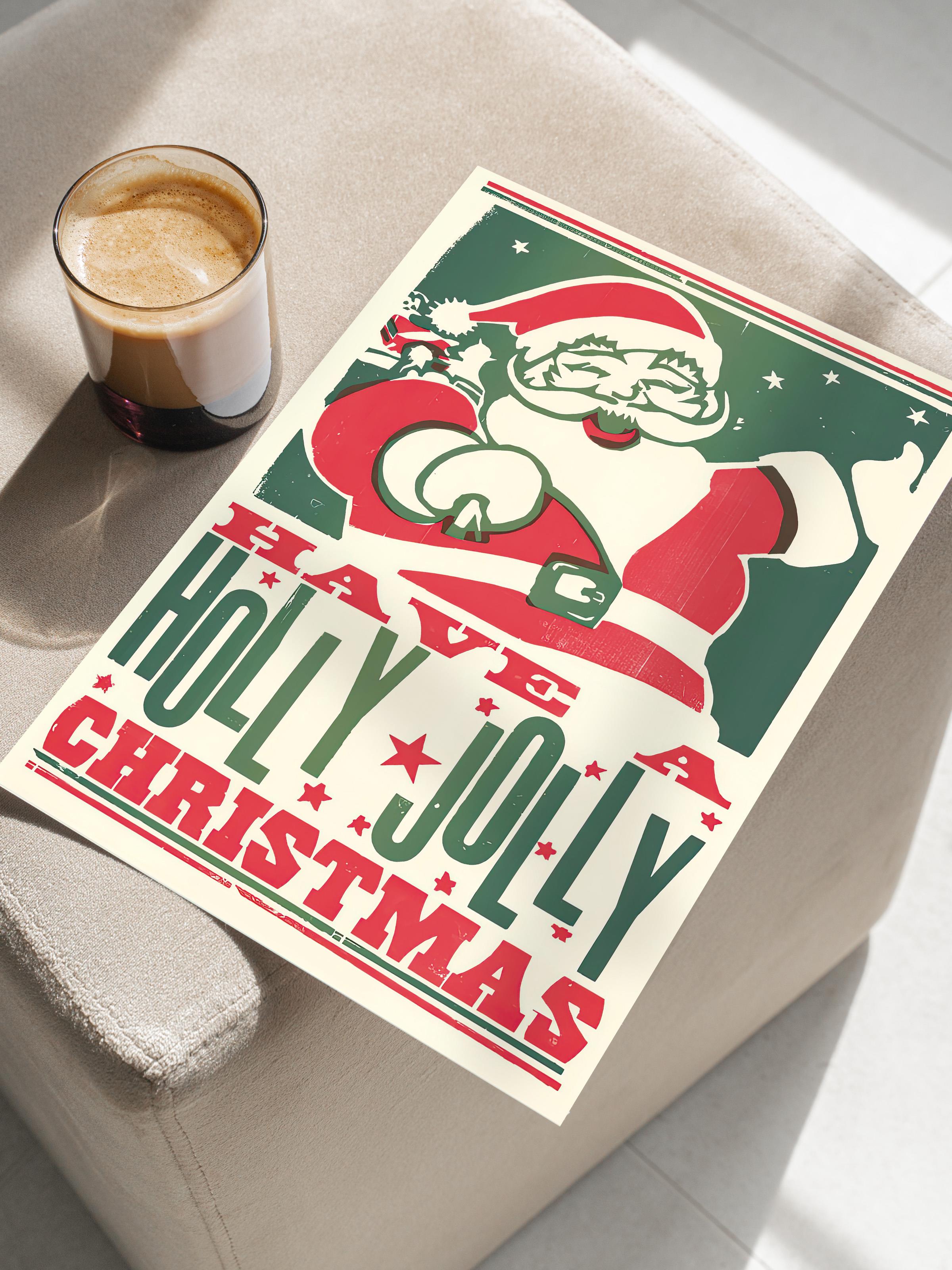 Çerçevesiz Yılbaşı Posteri, Yılbaşı Dekoru, Comfort Serisi, Holly Jolly Christmas Poster, NO:108683