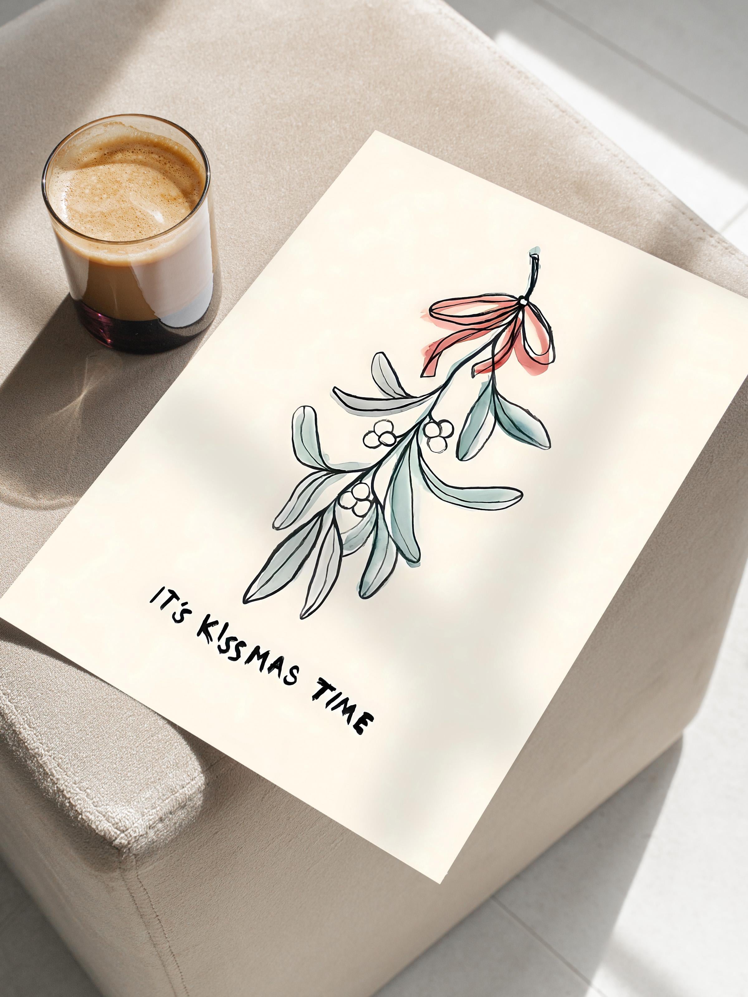 Çerçevesiz Yılbaşı Posteri, Yılbaşı Dekoru, Comfort Serisi, It's Kissmas Time Poster, NO:108678