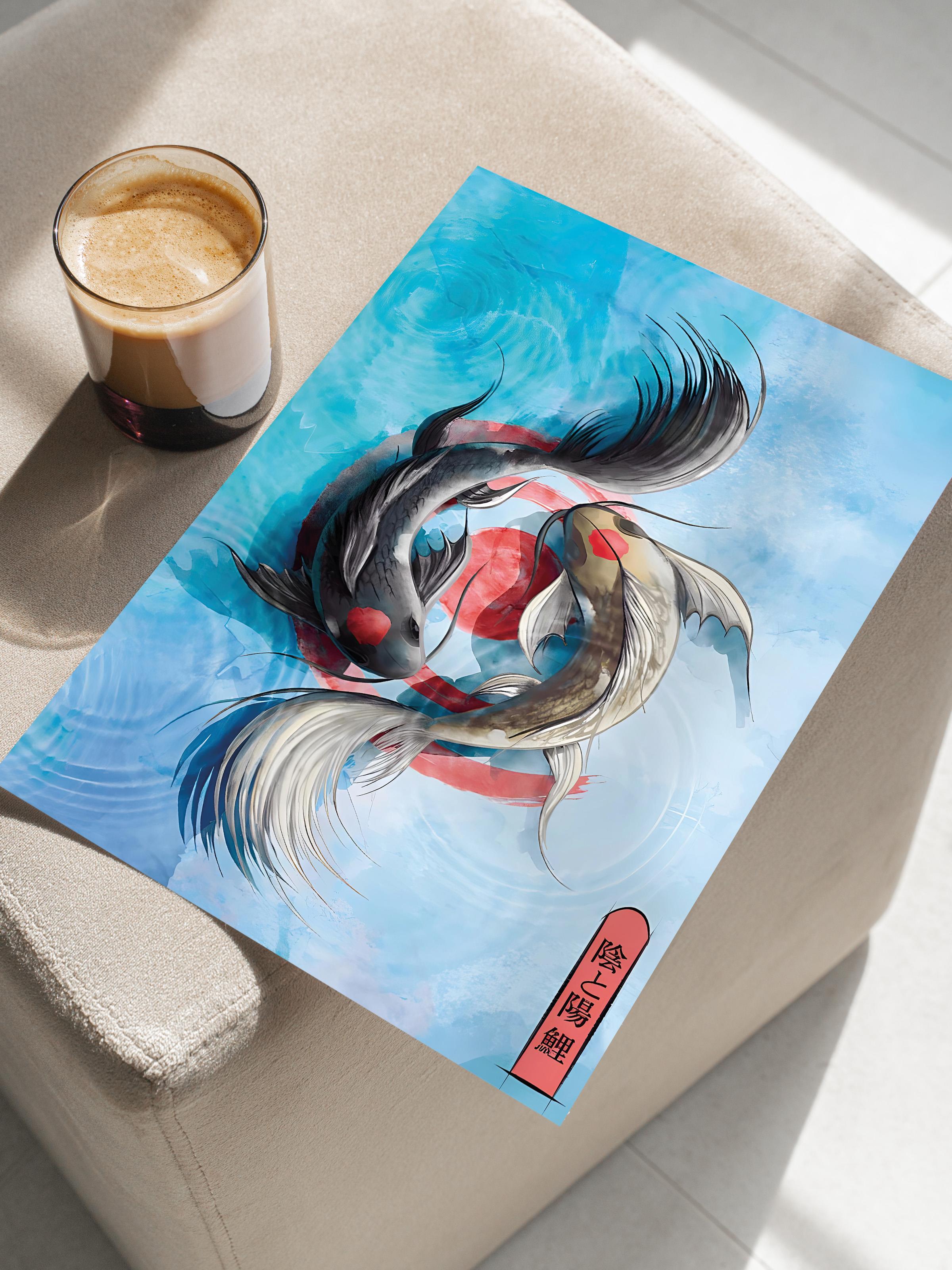 Çerçevesiz Poster, HD Kalite Duvar Posteri,Comfort Serisi, Light Koi Poster, NO:108695