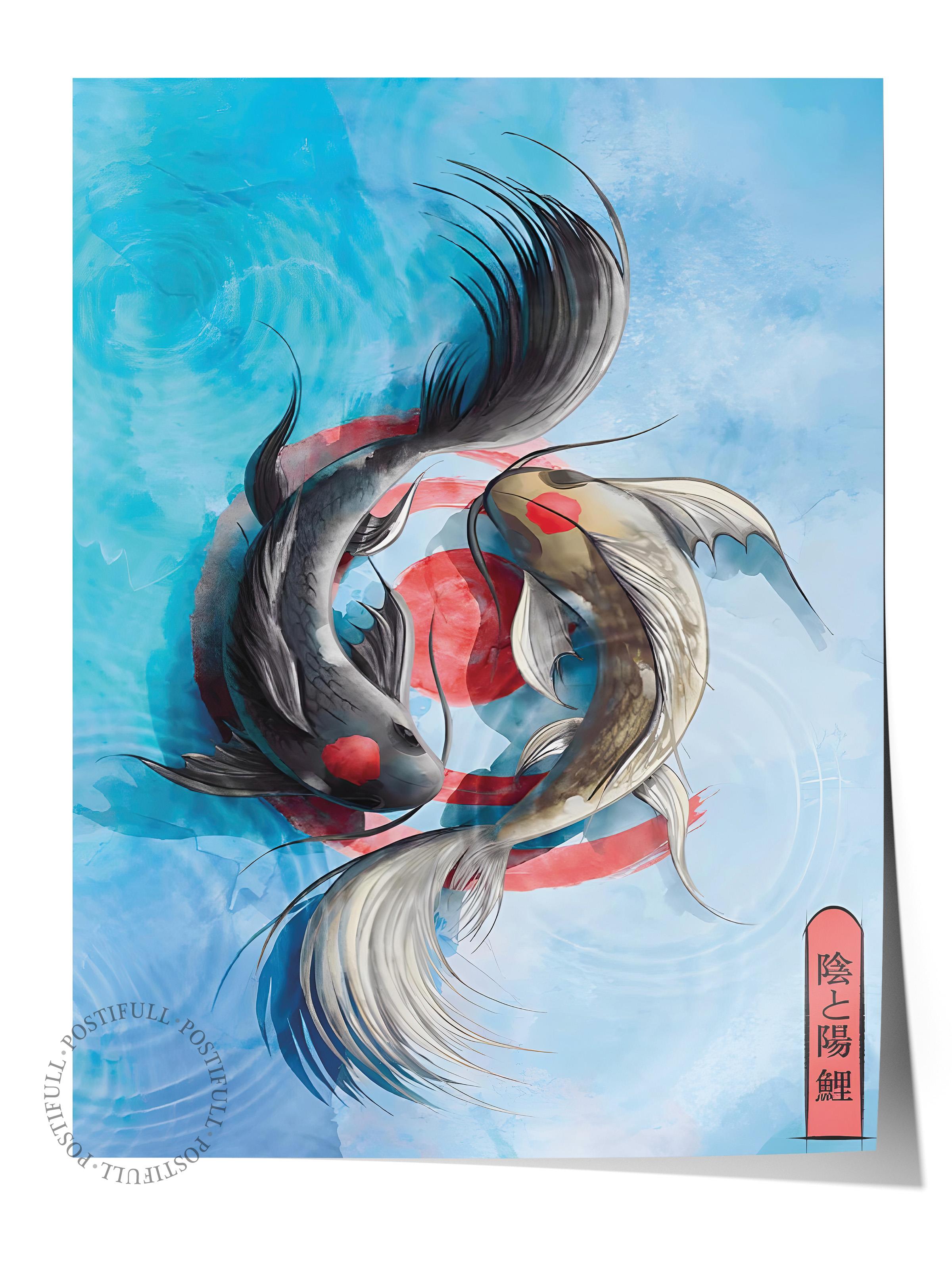 Çerçevesiz Poster, HD Kalite Duvar Posteri,Comfort Serisi, Light Koi Poster, NO:108695