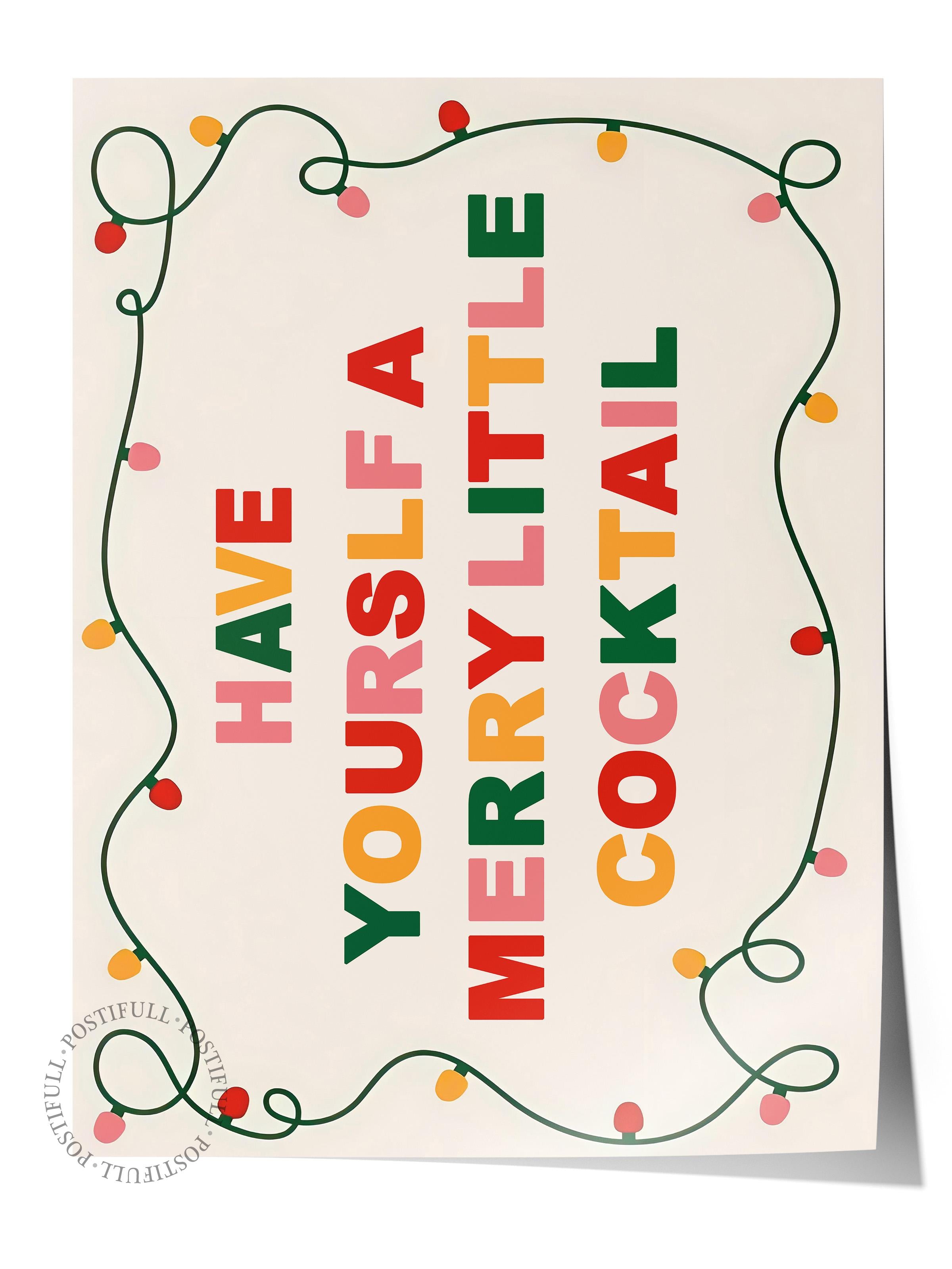 Çerçevesiz Yılbaşı Posteri, Yılbaşı Dekoru, Comfort Serisi, Merry Little Cocktail Poster, NO:108668