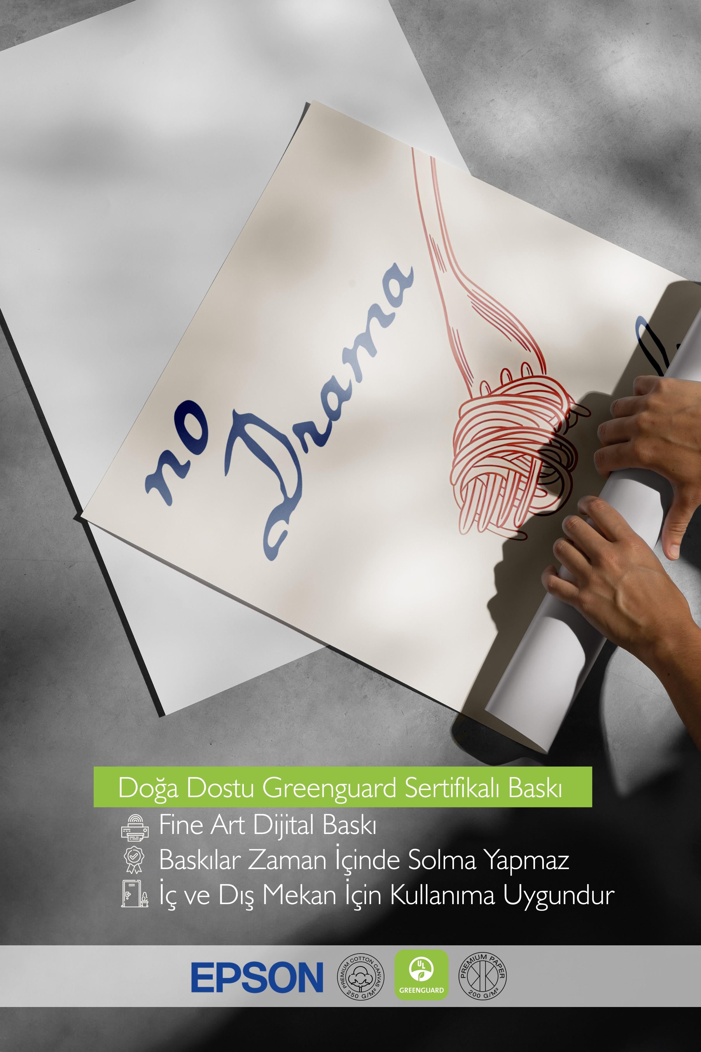 Çerçevesiz Poster, HD Kalite Duvar Posteri,Comfort Serisi, No Drama Only Pasta Poster, NO:108701