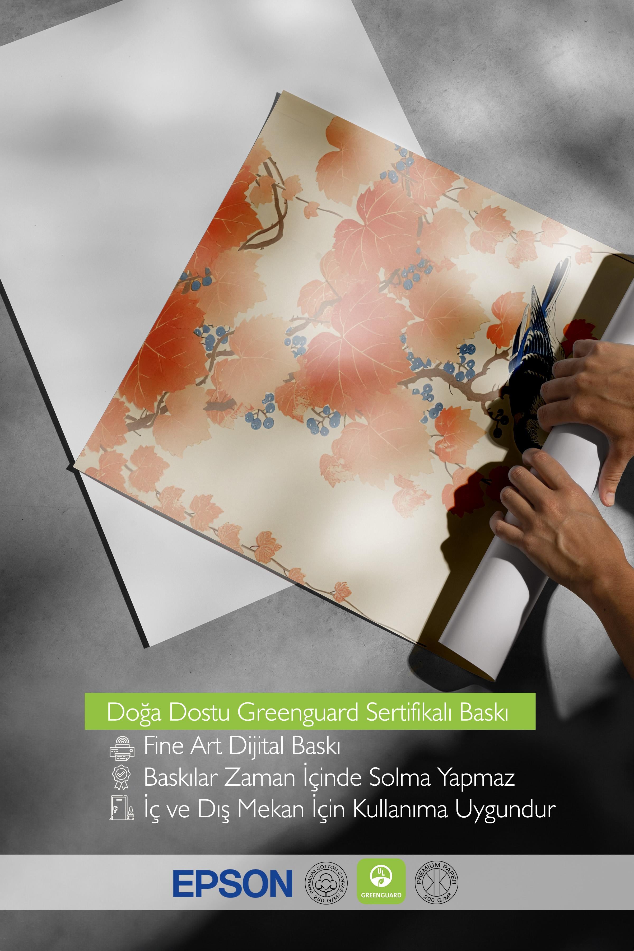 Çerçevesiz Poster, Comfort Serisi, Ohara Koson - Bird On Branch Poster, NO:108712