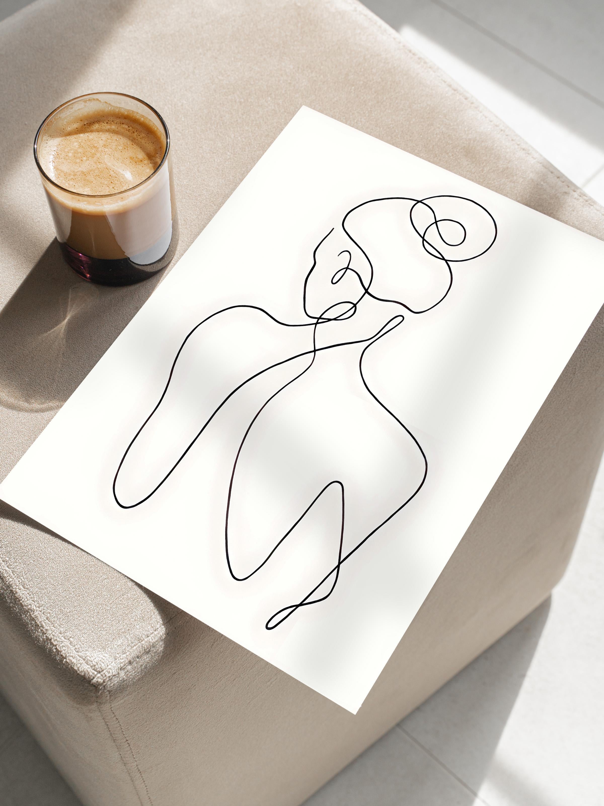 Çerçevesiz Poster, HD Kalite Duvar Posteri,Comfort Serisi, One Line Art No 1 Poster, NO:108653