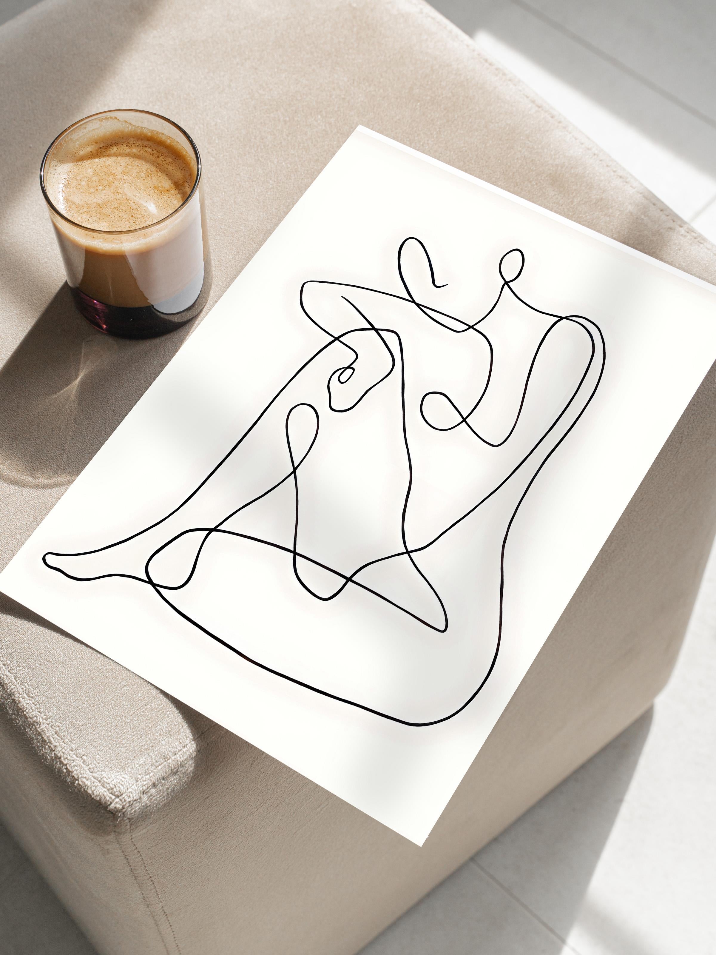 Çerçevesiz Poster, HD Kalite Duvar Posteri,Comfort Serisi, One Line Art No 2 Poster, NO:108654