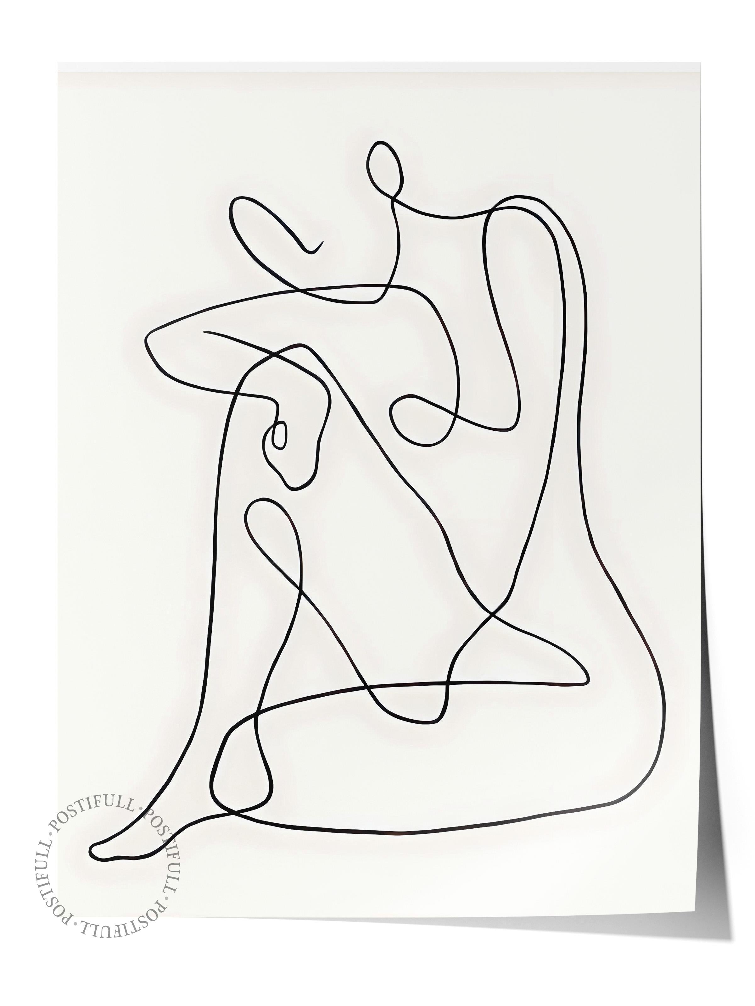 Çerçevesiz Poster, HD Kalite Duvar Posteri,Comfort Serisi, One Line Art No 2 Poster, NO:108654