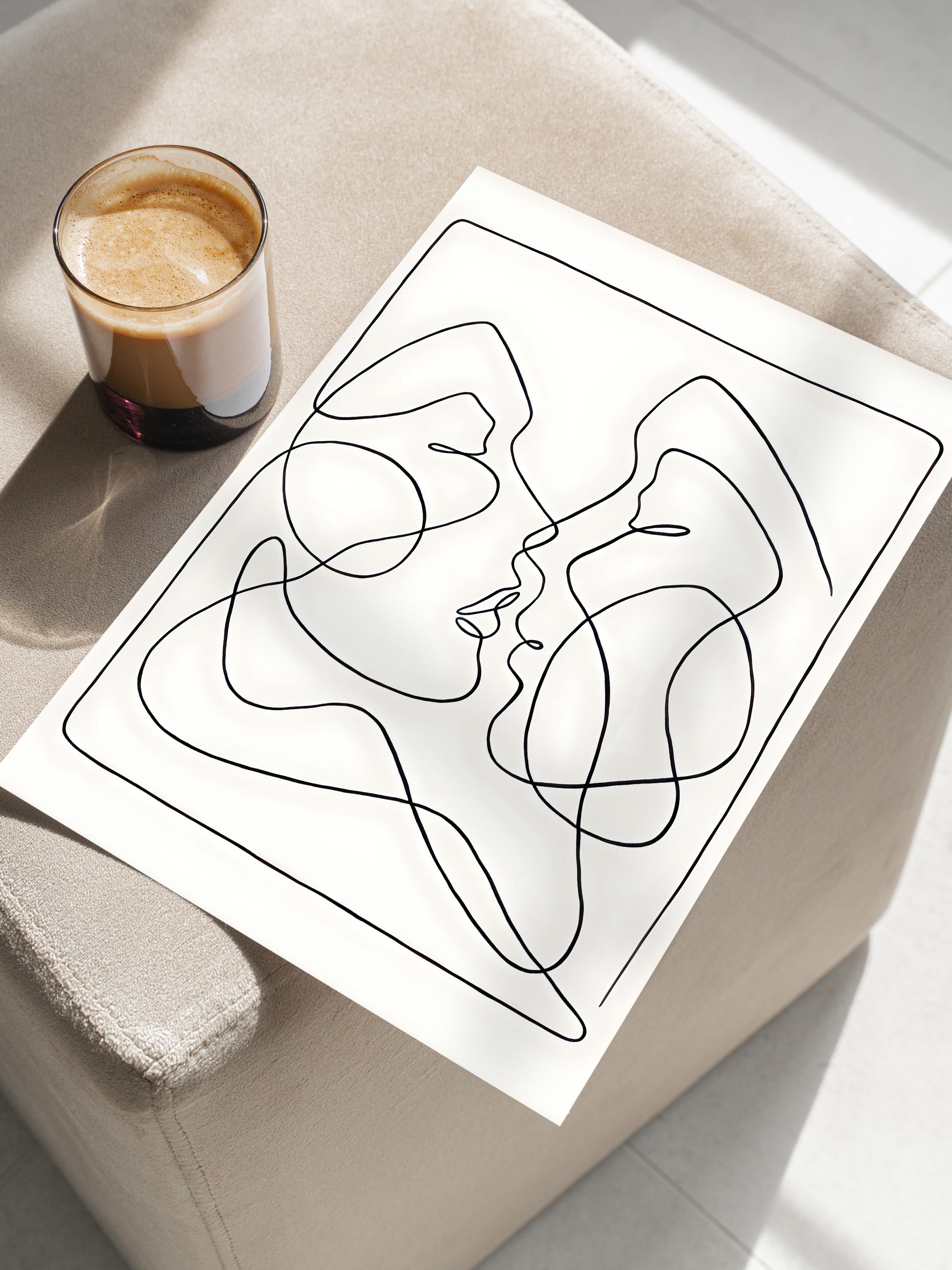 Çerçevesiz Poster, HD Kalite Duvar Posteri,Comfort Serisi, One Line Art No 3 Poster, NO:108655