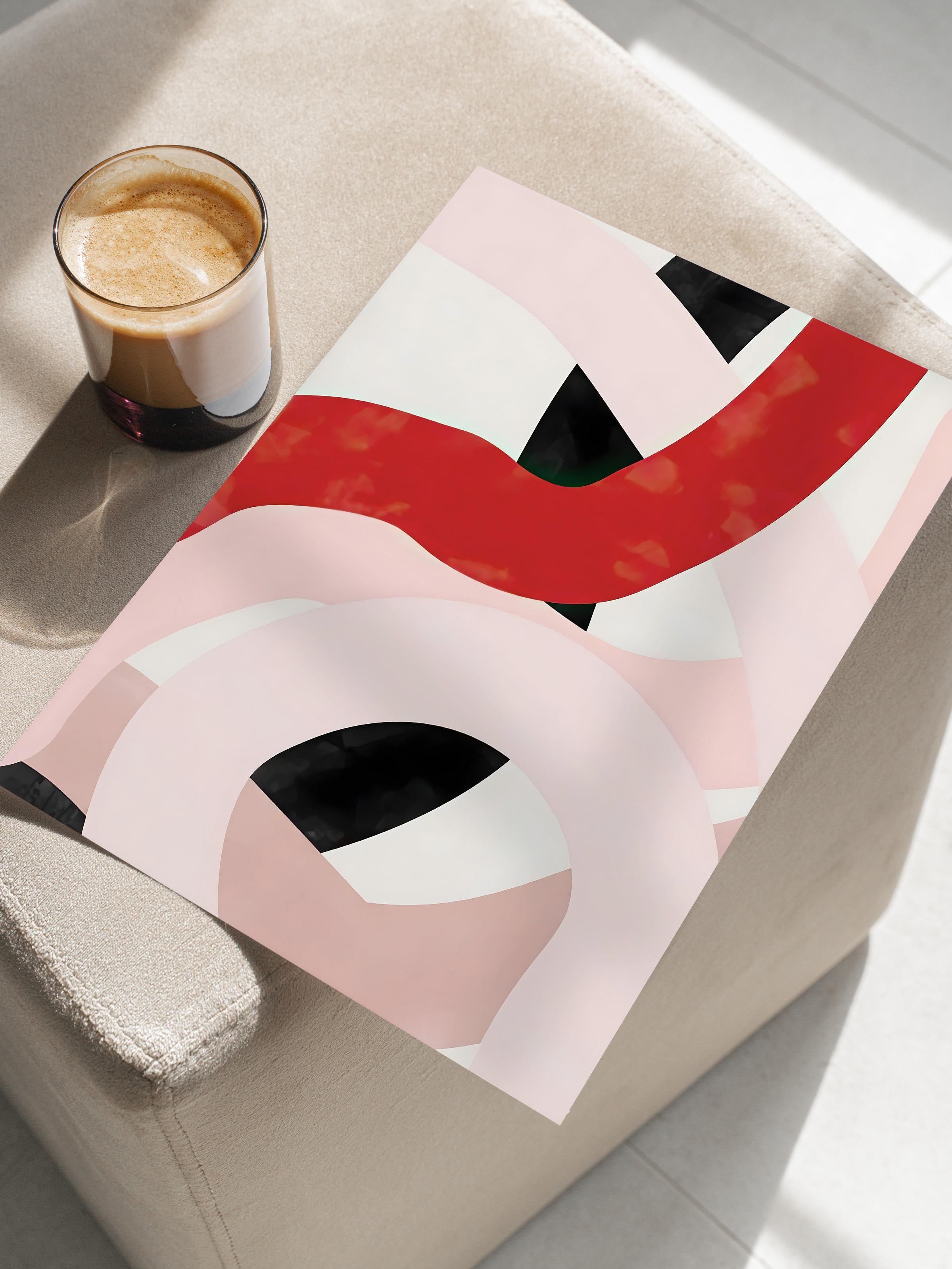 Çerçevesiz Poster, Comfort Serisi, Pink And Red Brush Strokes Poster, NO:108706