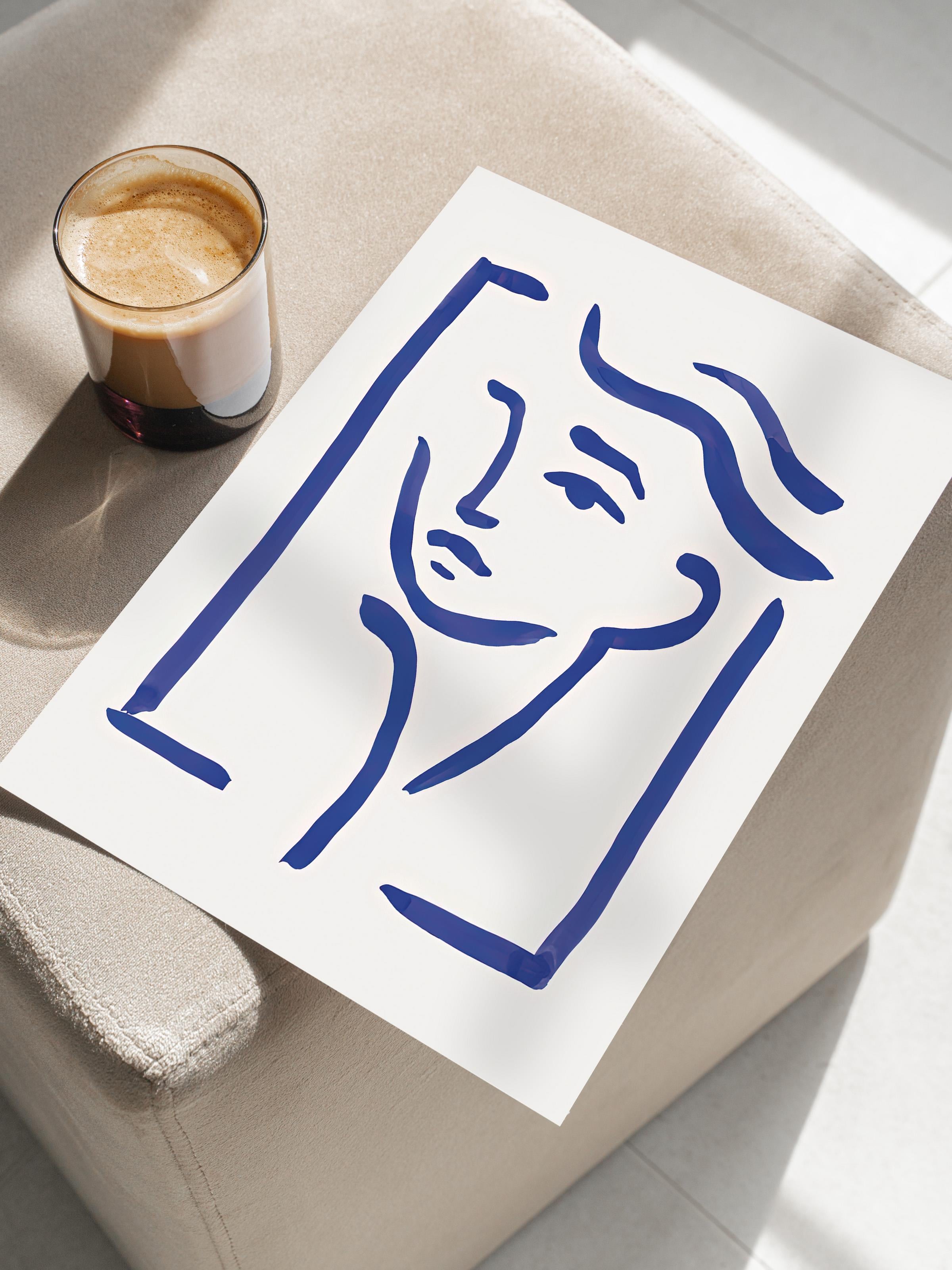 Çerçevesiz Poster, HD Kalite Duvar Posteri,Comfort Serisi, Portrait in Blue Poster, NO:108608