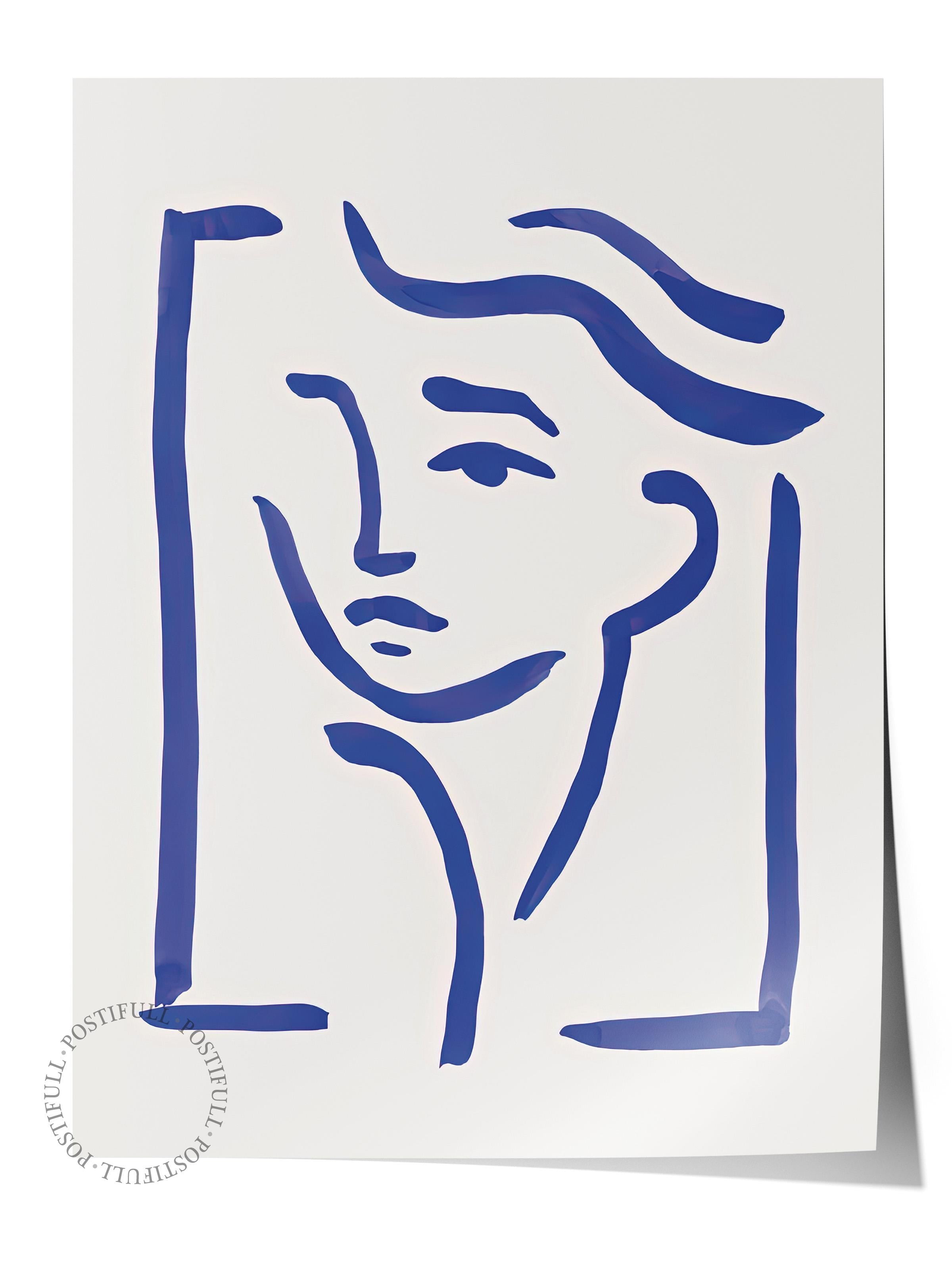 Çerçevesiz Poster, HD Kalite Duvar Posteri,Comfort Serisi, Portrait in Blue Poster, NO:108608