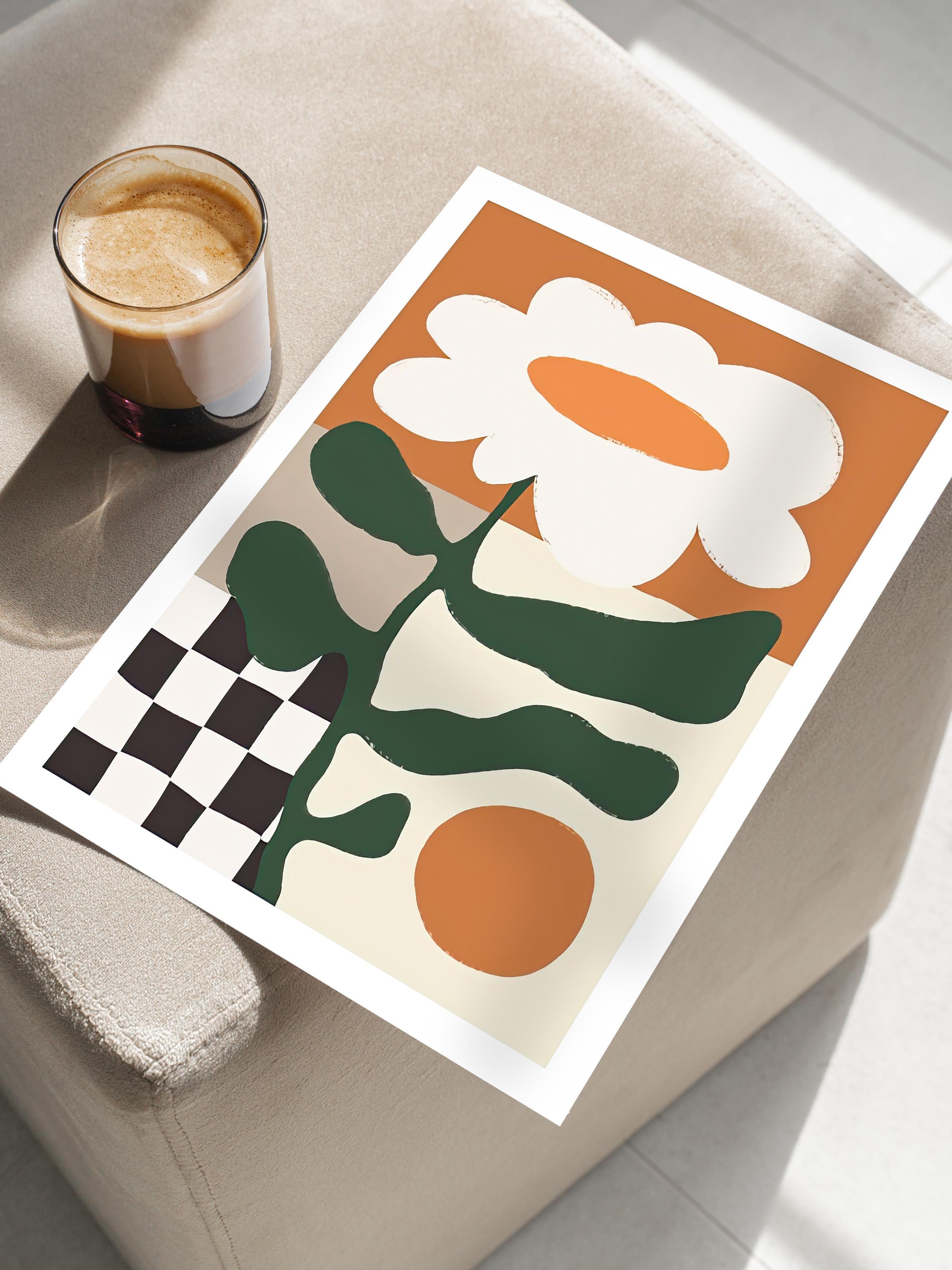 Çerçevesiz Poster, HD Kalite Duvar Posteri,Comfort Serisi, Retro Flower Poster, NO:108687