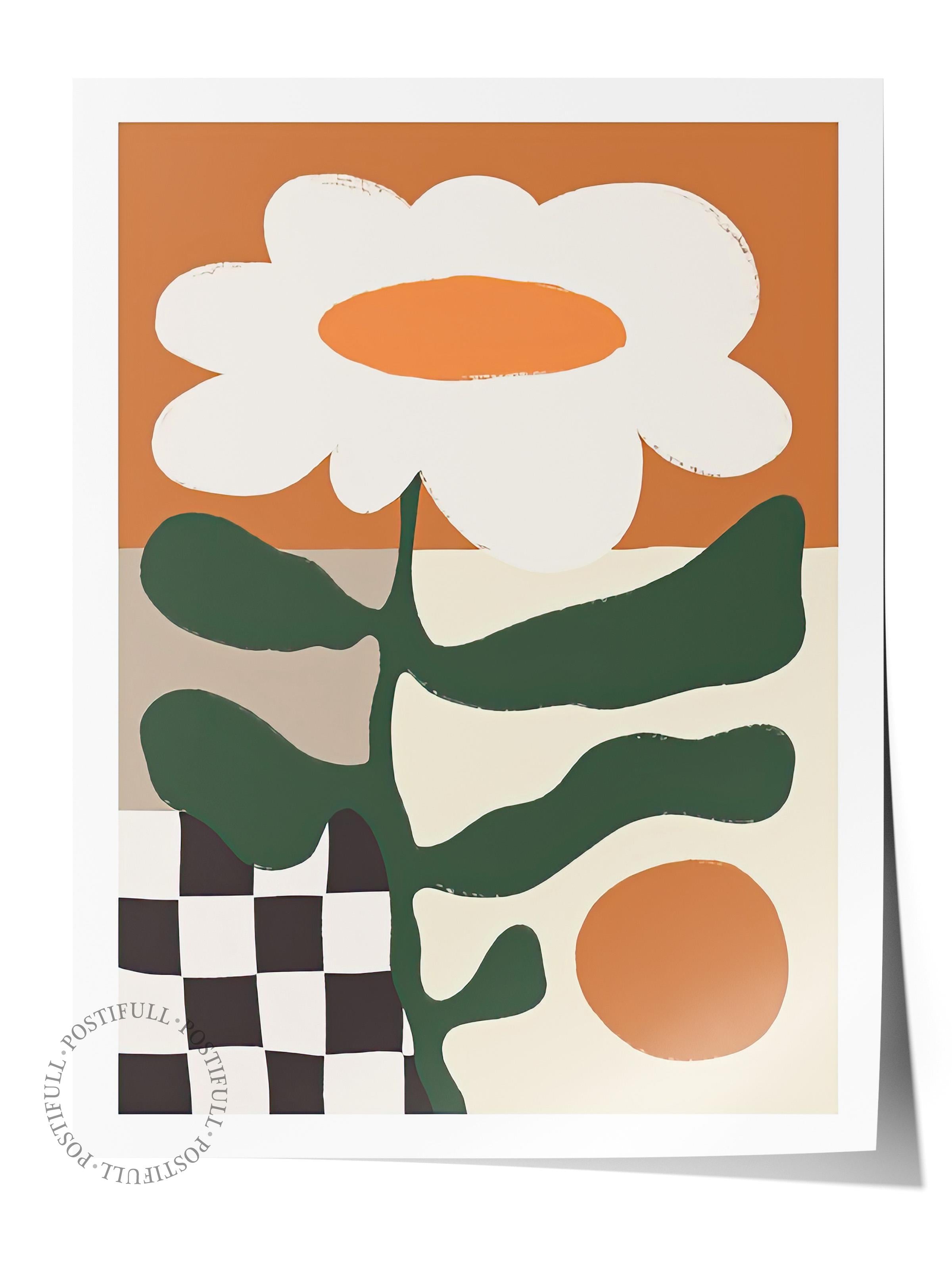 Çerçevesiz Poster, HD Kalite Duvar Posteri,Comfort Serisi, Retro Flower Poster, NO:108687