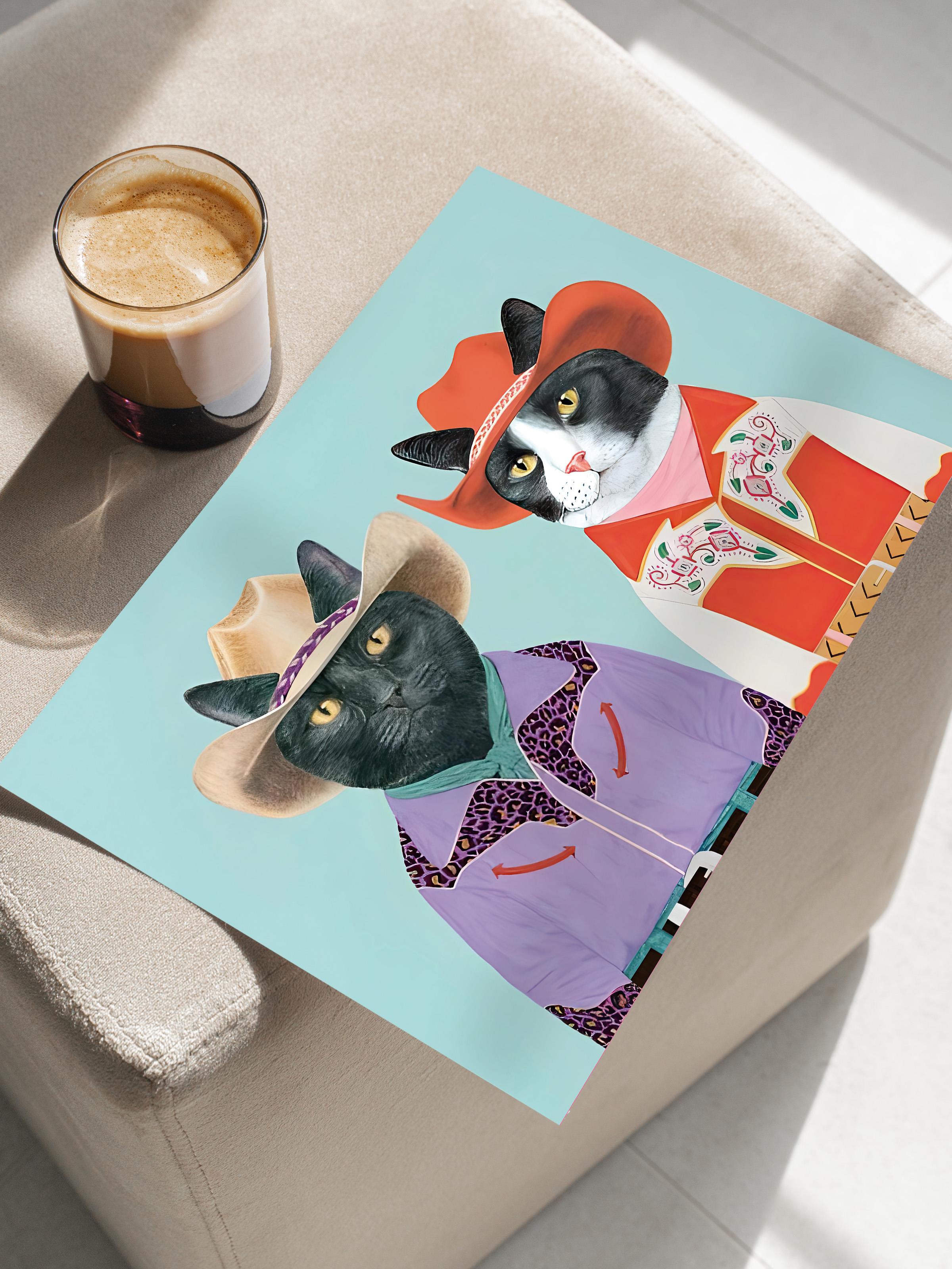 Çerçevesiz Poster, HD Kalite Duvar Posteri,Comfort Serisi, Rodeo Cats Art Poster, NO:108730