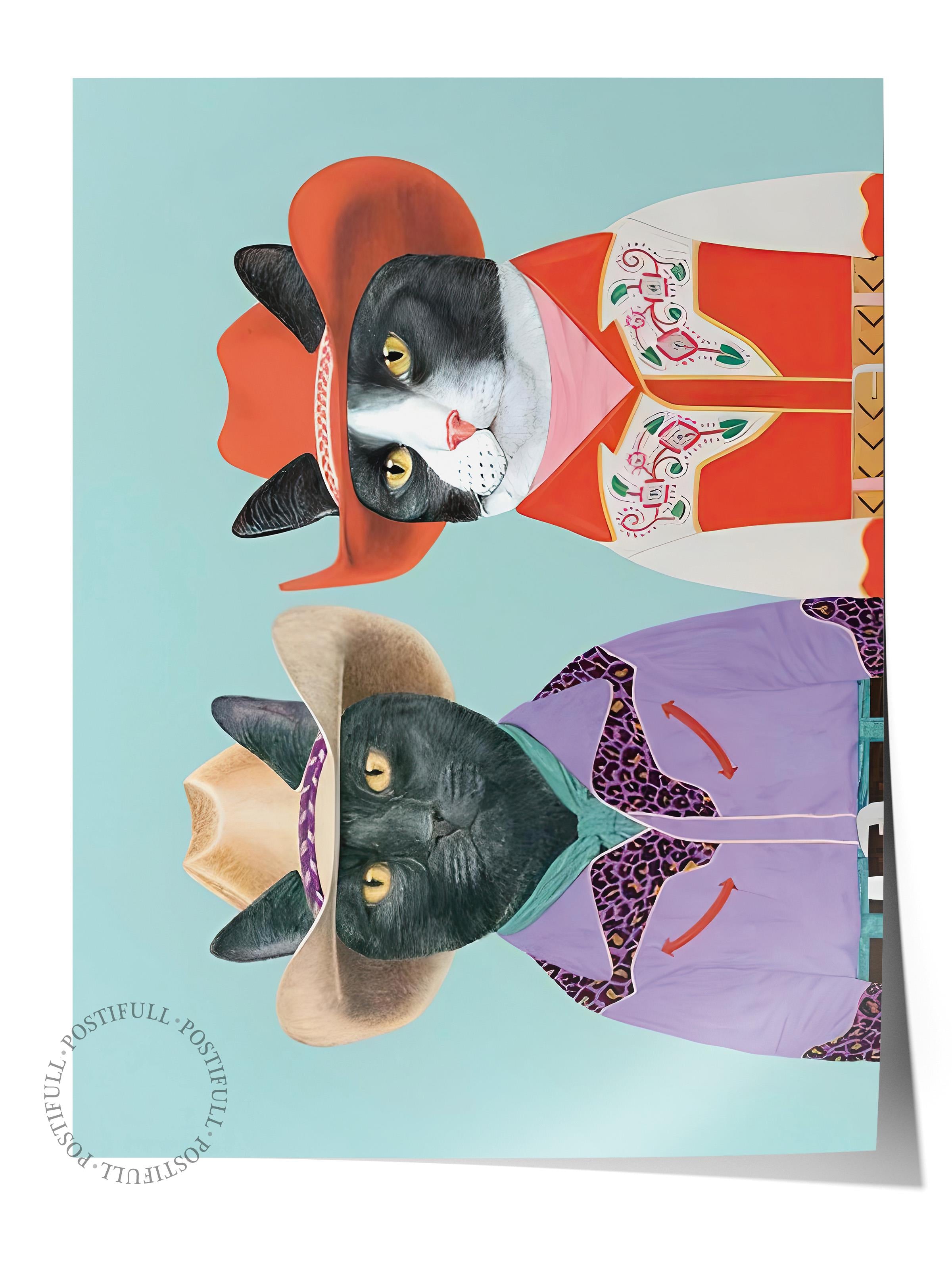 Çerçevesiz Poster, HD Kalite Duvar Posteri,Comfort Serisi, Rodeo Cats Art Poster, NO:108730