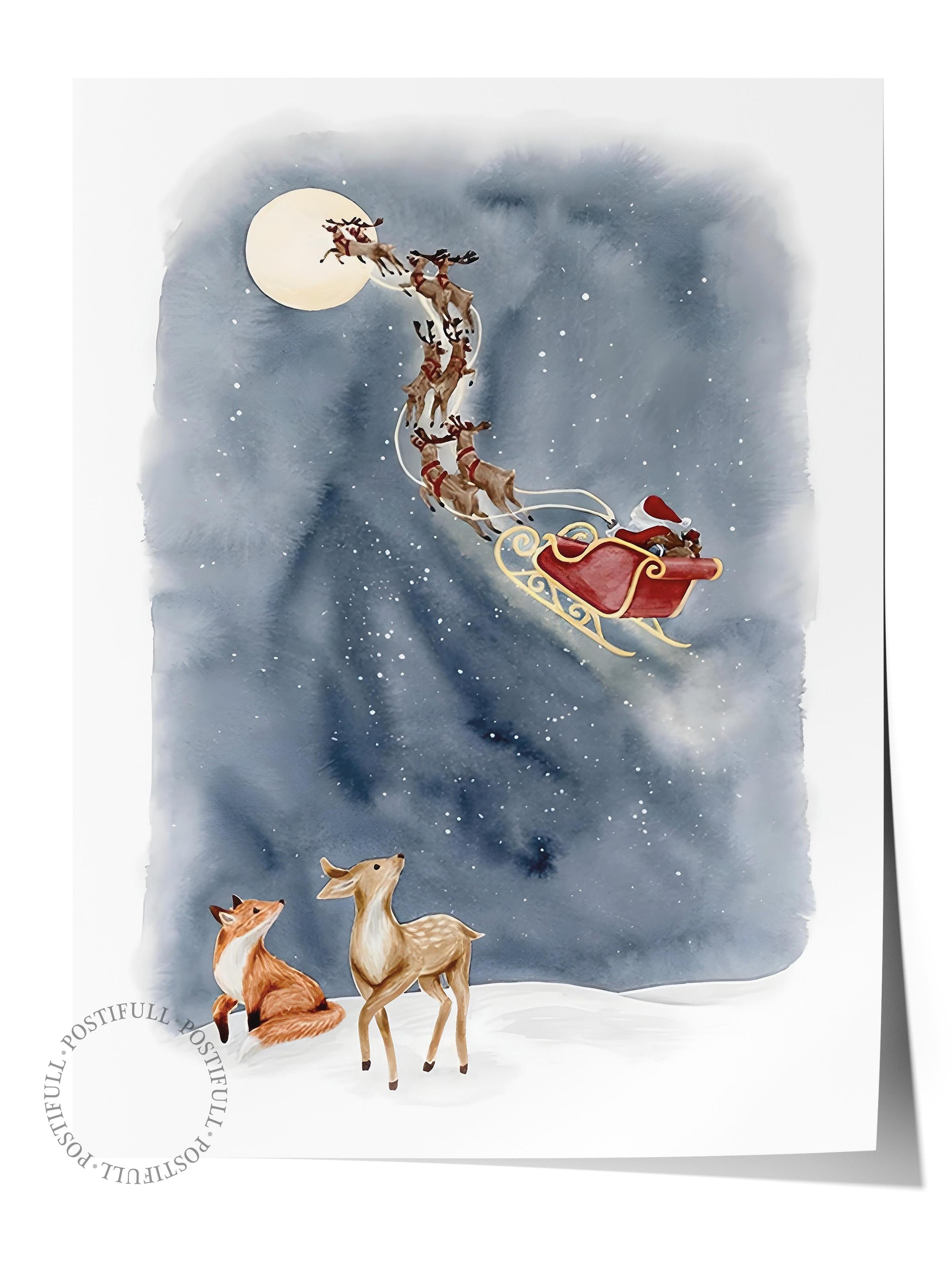 Çerçevesiz Yılbaşı Posteri, Yılbaşı Dekoru, Comfort Serisi, Santa's Sleigh Poster, NO:108639