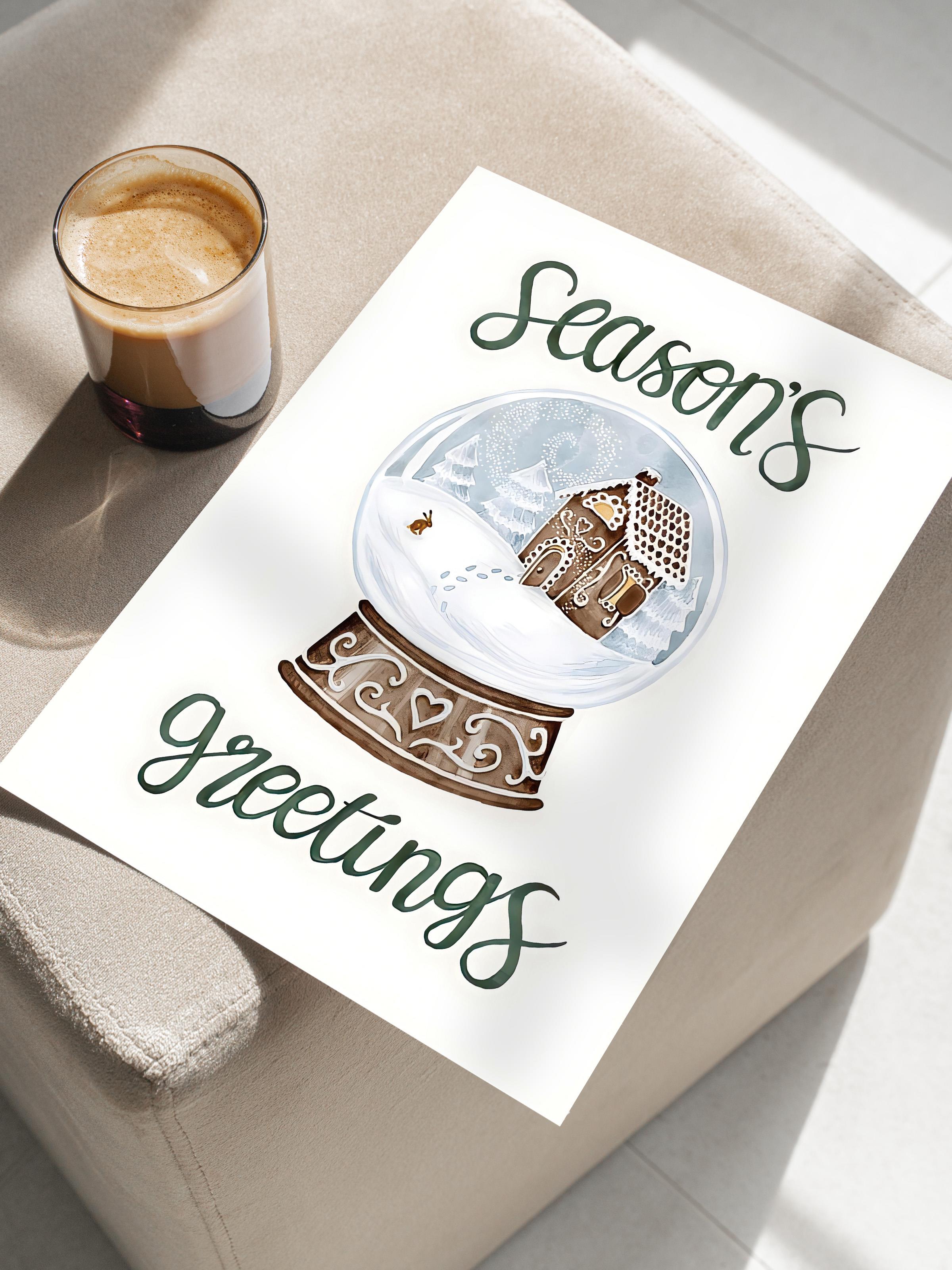 Çerçevesiz Yılbaşı Posteri, Yılbaşı Dekoru, Comfort Serisi, Snow Globe Poster, NO:108638