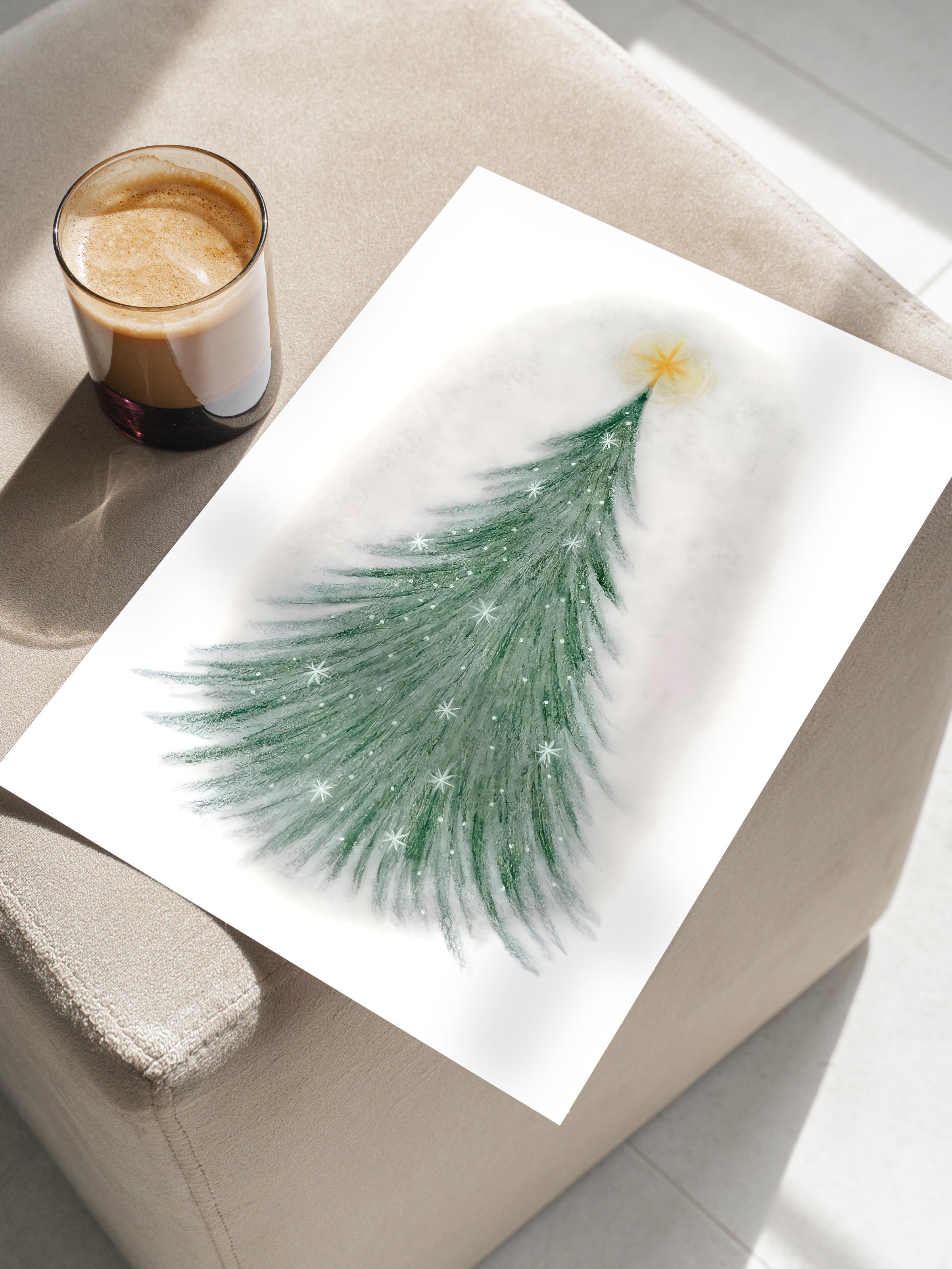 Çerçevesiz Yılbaşı Posteri, Yılbaşı Dekoru, Comfort Serisi, Sparkling Christmas Tree Poster, NO:108624