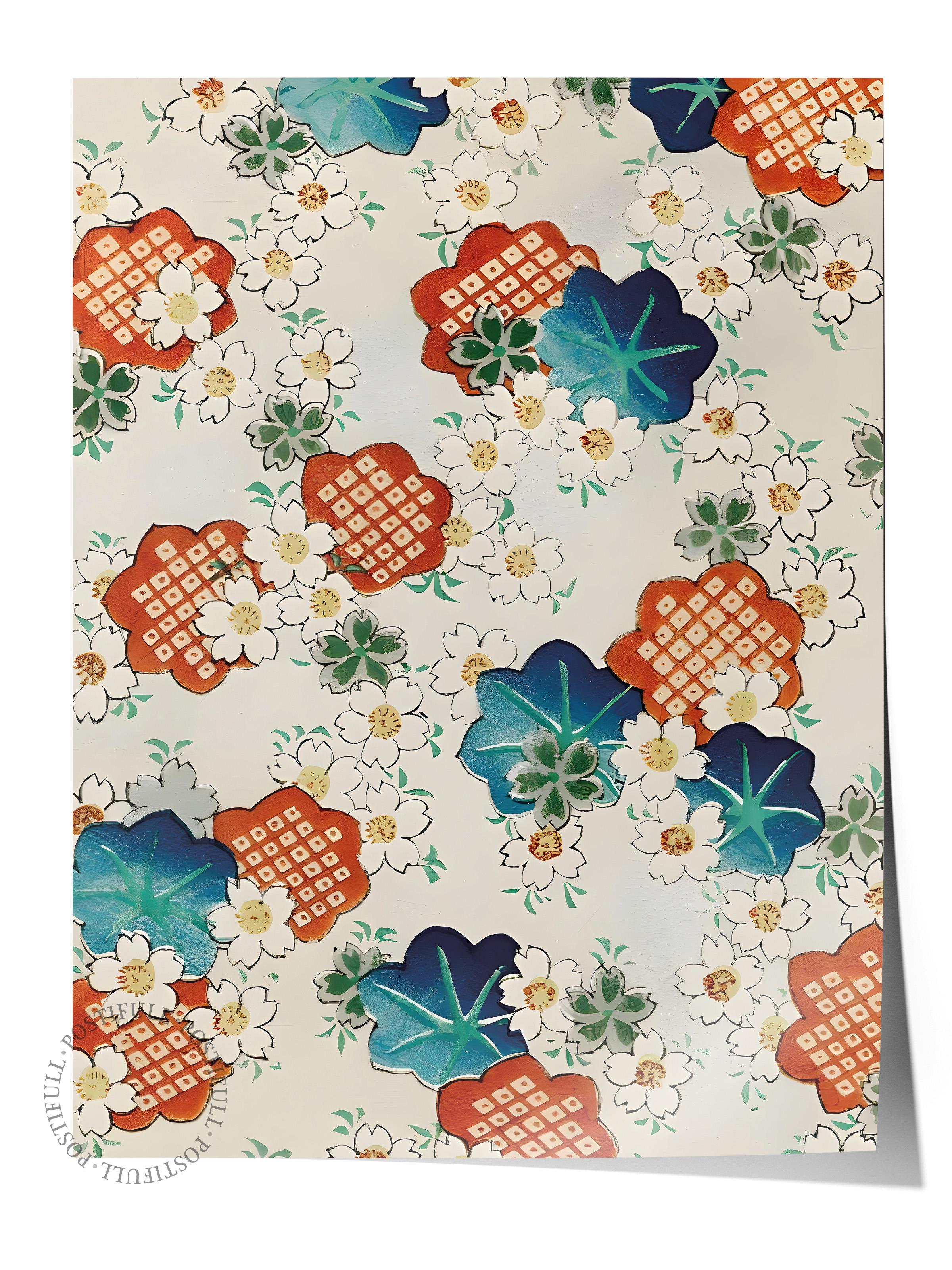 Çerçevesiz Poster, Comfort Serisi, Watanabe Seitei - Floral Pattern Poster, NO:108696