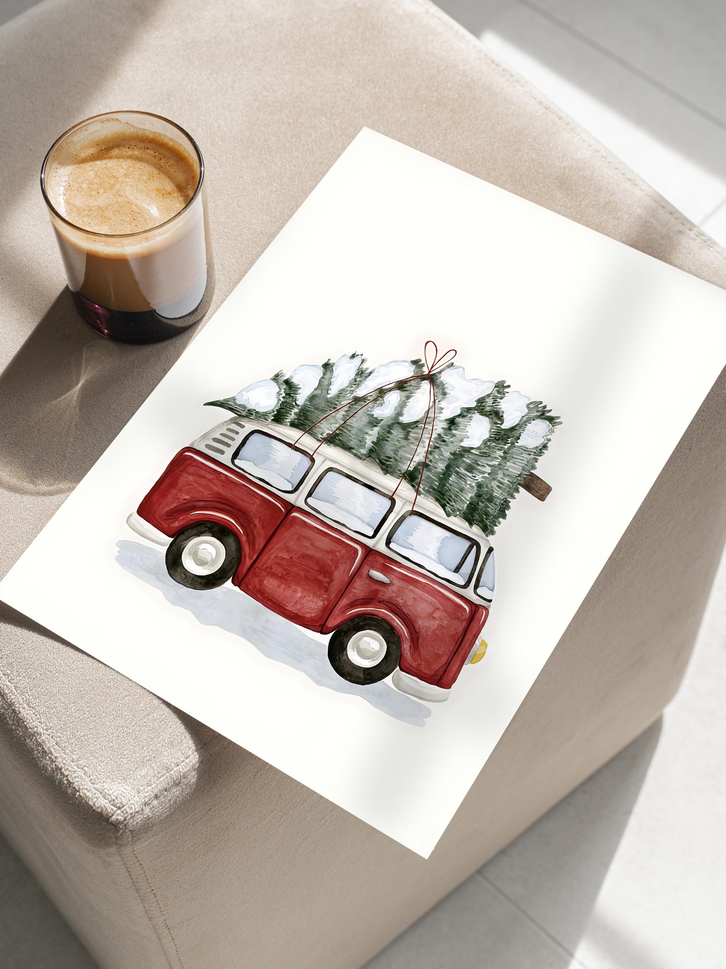 Çerçevesiz Yılbaşı Posteri, Yılbaşı Dekoru, Comfort Serisi, Winter Van Poster, NO:108643