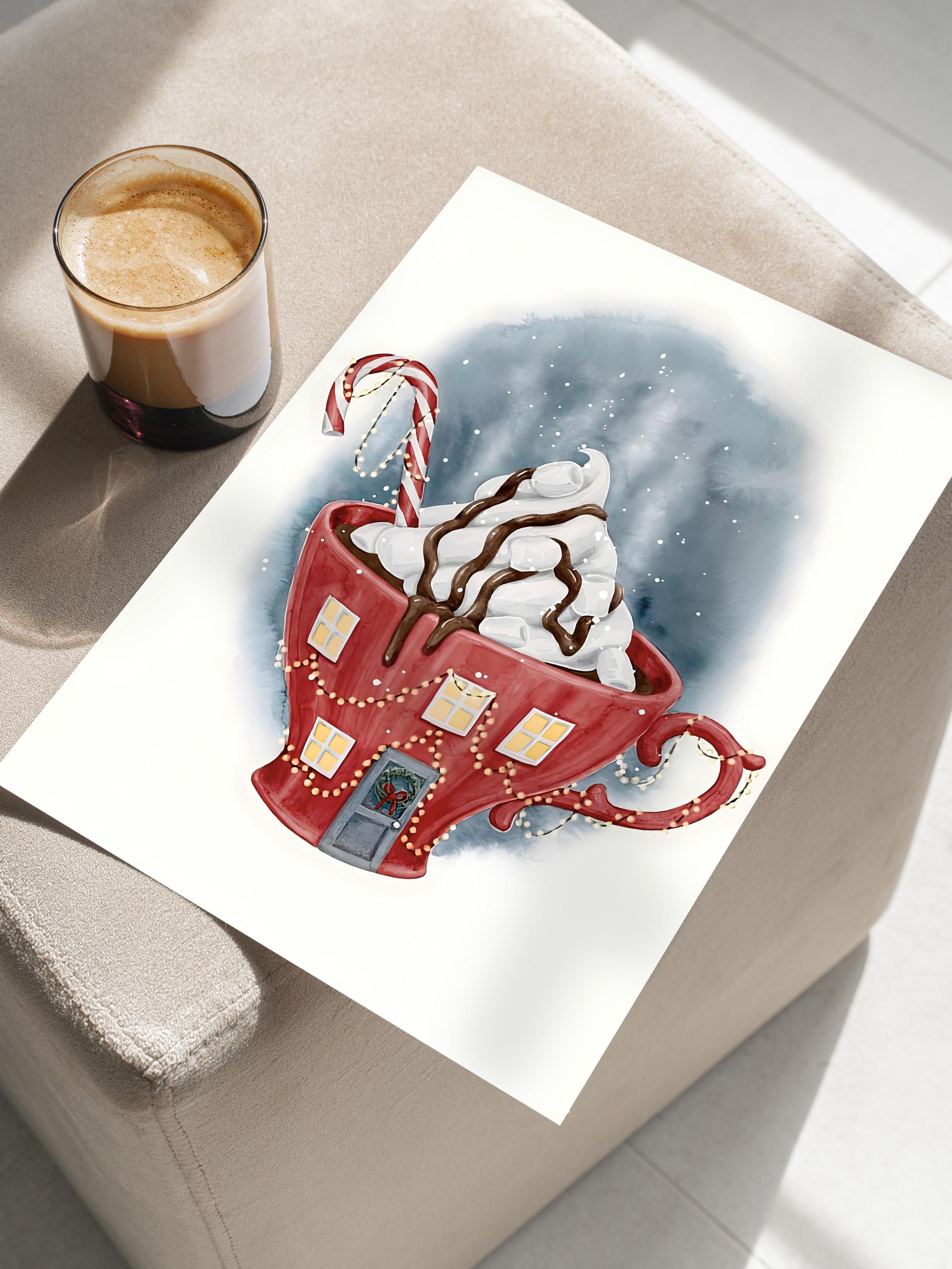 Çerçevesiz Yılbaşı Posteri, Yılbaşı Dekoru, Comfort Serisi, Wintery Cup Poster, NO:108641