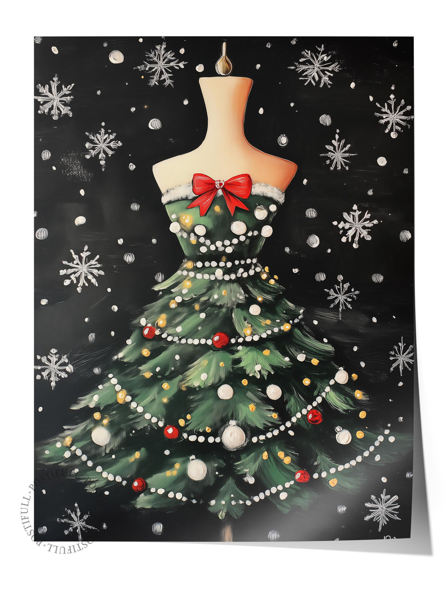 Noel Ağacı Elbisesi Yılbaşı Çerçevesiz Poster
