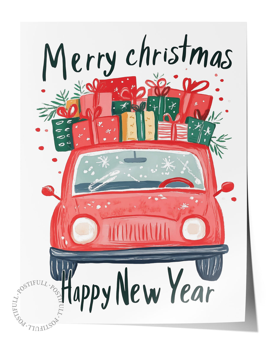 Merry christmas Happy New Year Yılbaşı Çerçevesiz Poster