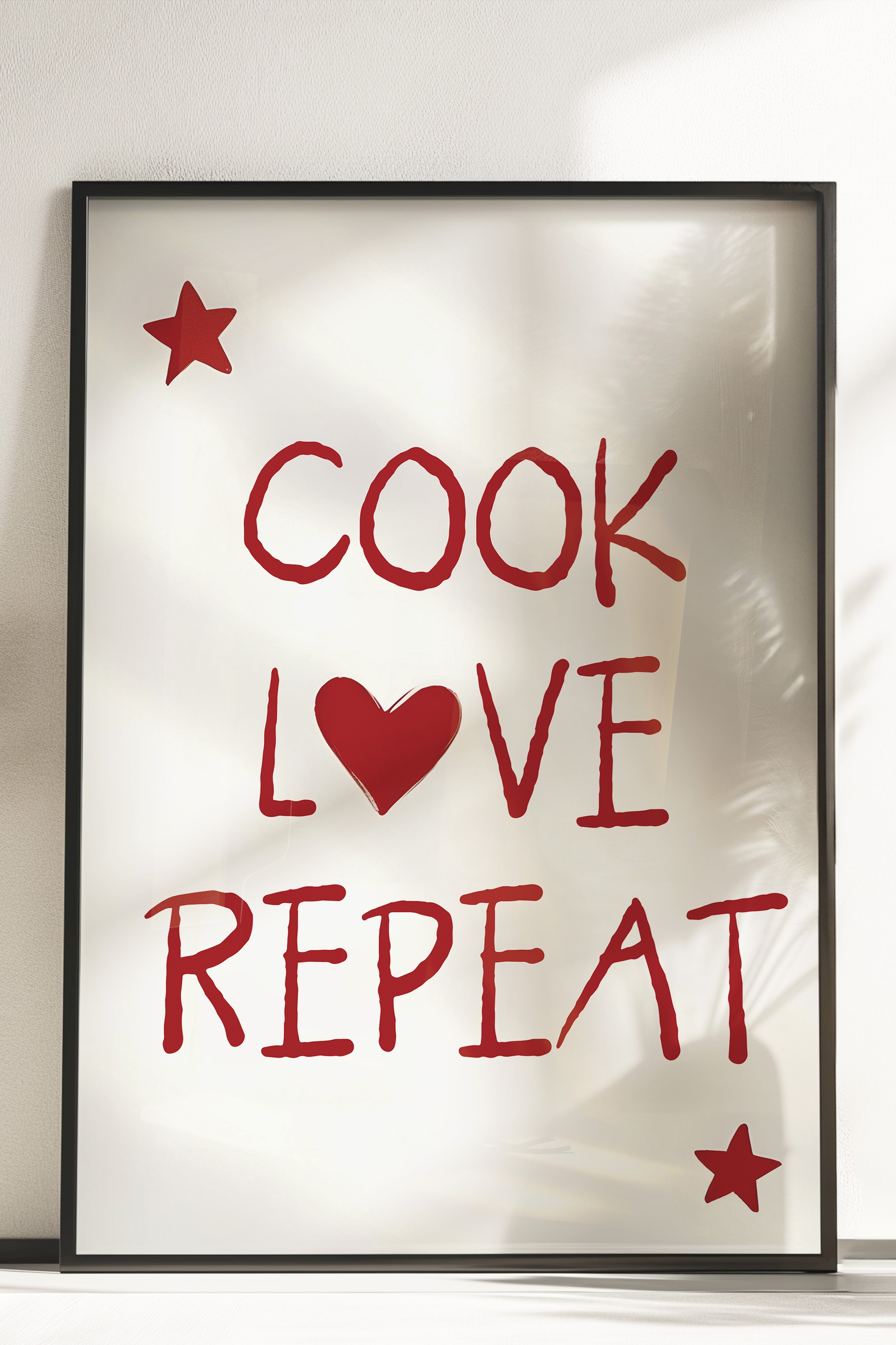 Çerçevesiz Poster, Cook, Love, Repeat, Comfort Serisi Mutfak Duvar Posteri, NO:109051