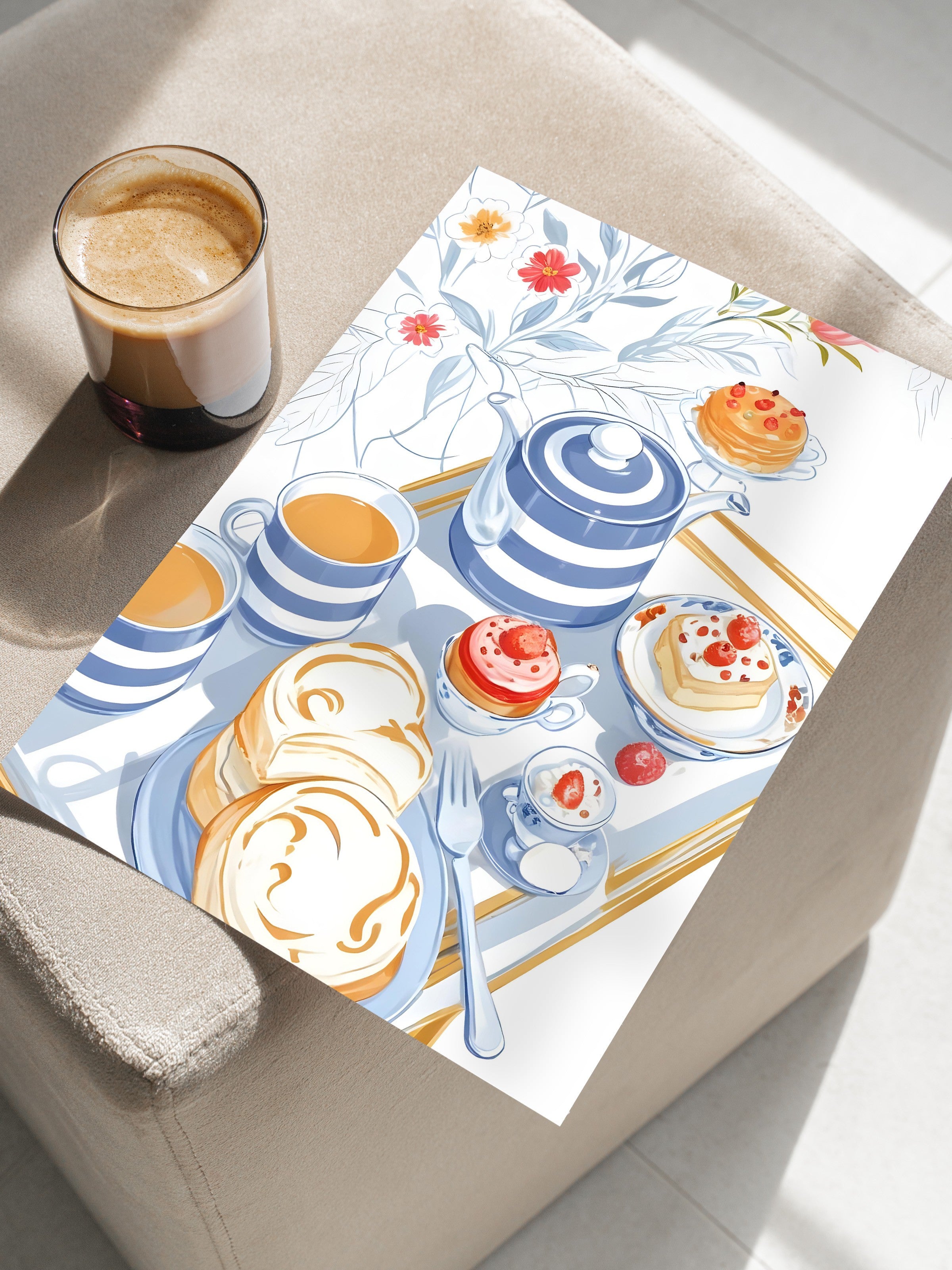 Çerçevesiz Poster, Desert With High Tea, Comfort Serisi Mutfak Duvar Posteri, NO:109136