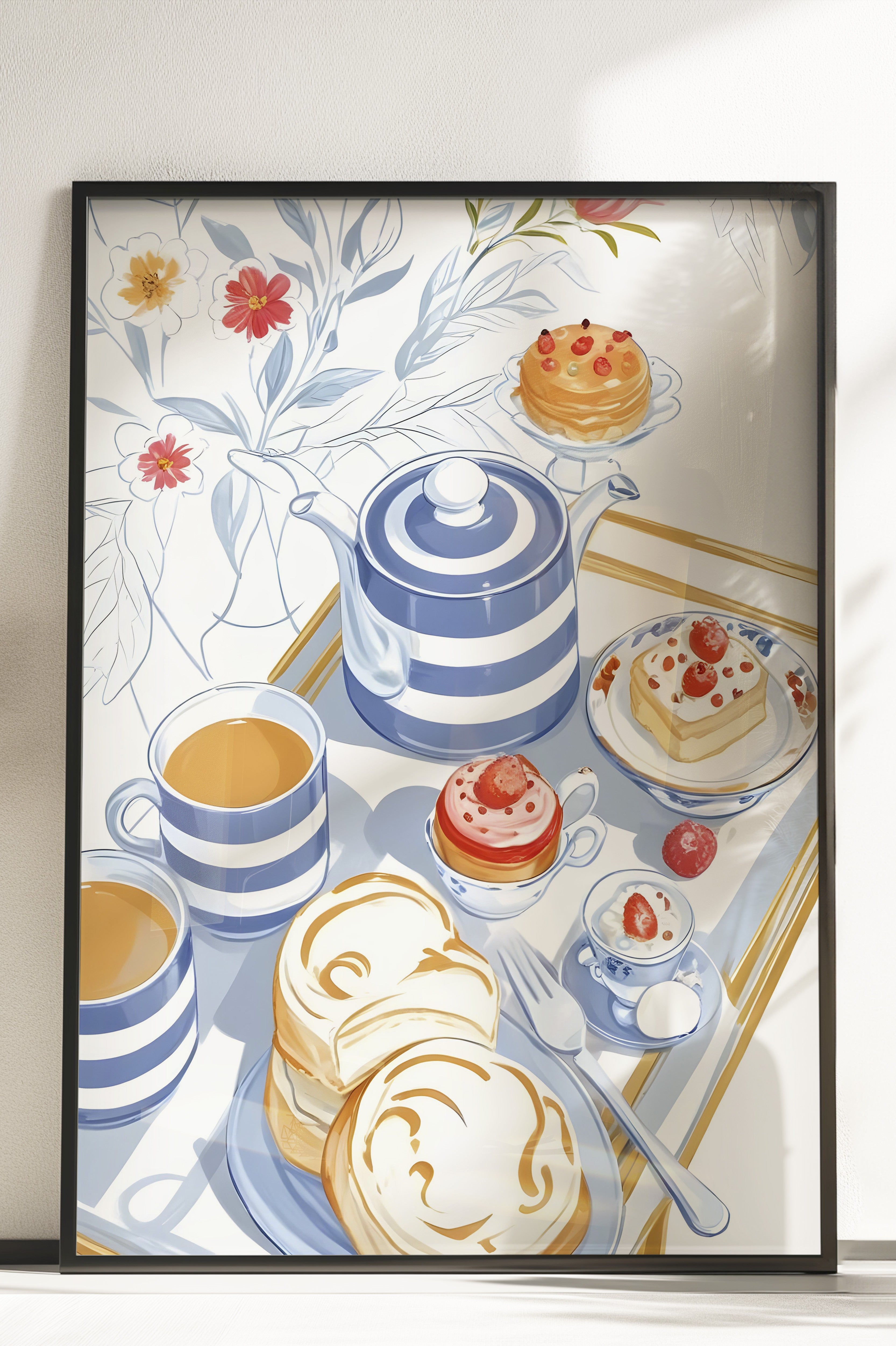 Çerçevesiz Poster, Desert With High Tea, Comfort Serisi Mutfak Duvar Posteri, NO:109136