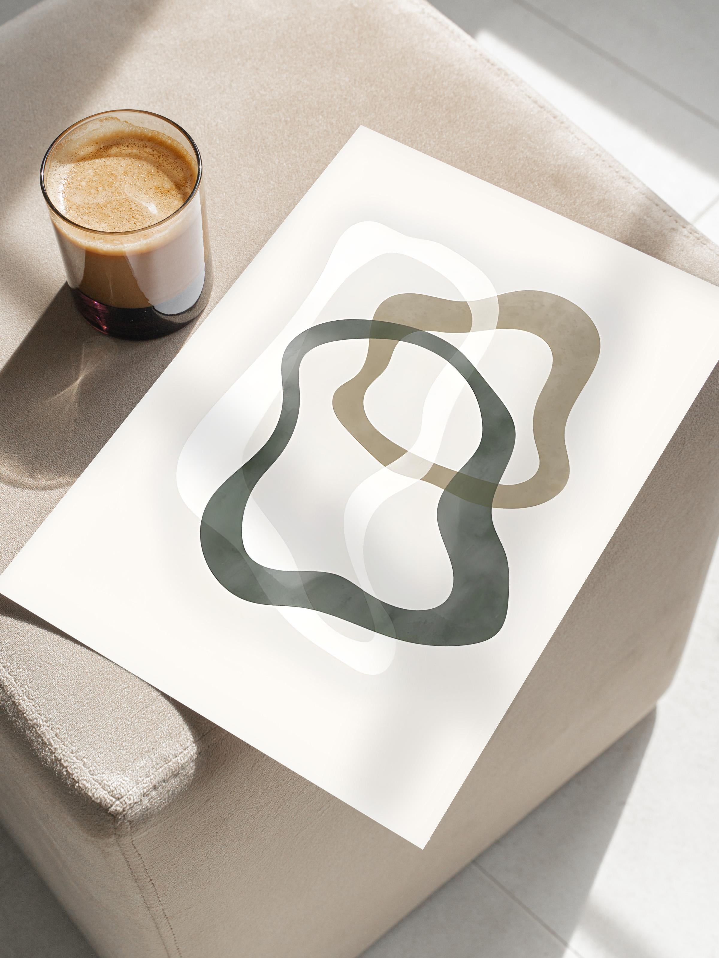 Çerçevesiz Poster, Duvar Posteri, Abstract Green Shapes No2 Poster, NO:108591