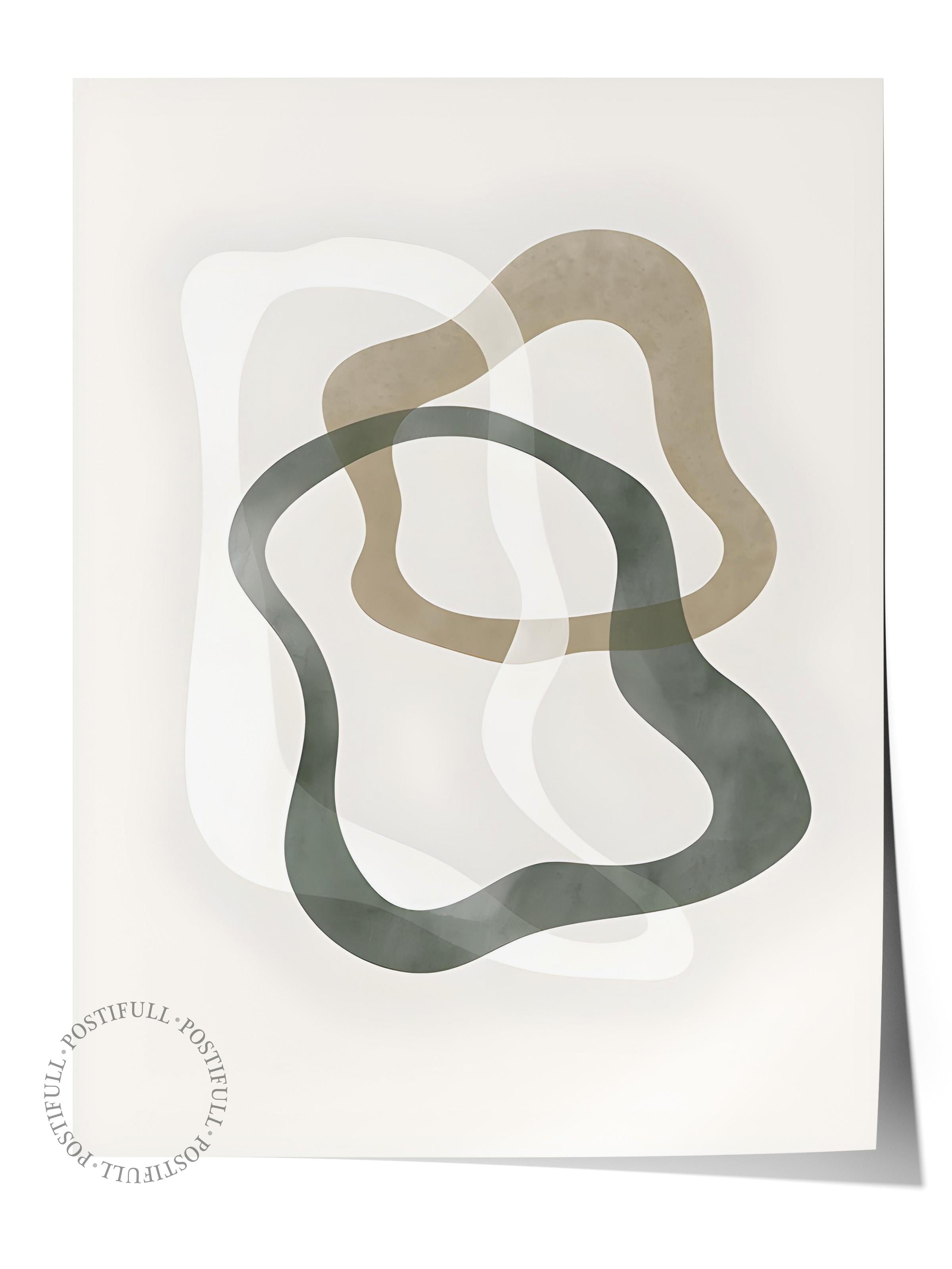 Çerçevesiz Poster, Duvar Posteri, Abstract Green Shapes No2 Poster, NO:108591