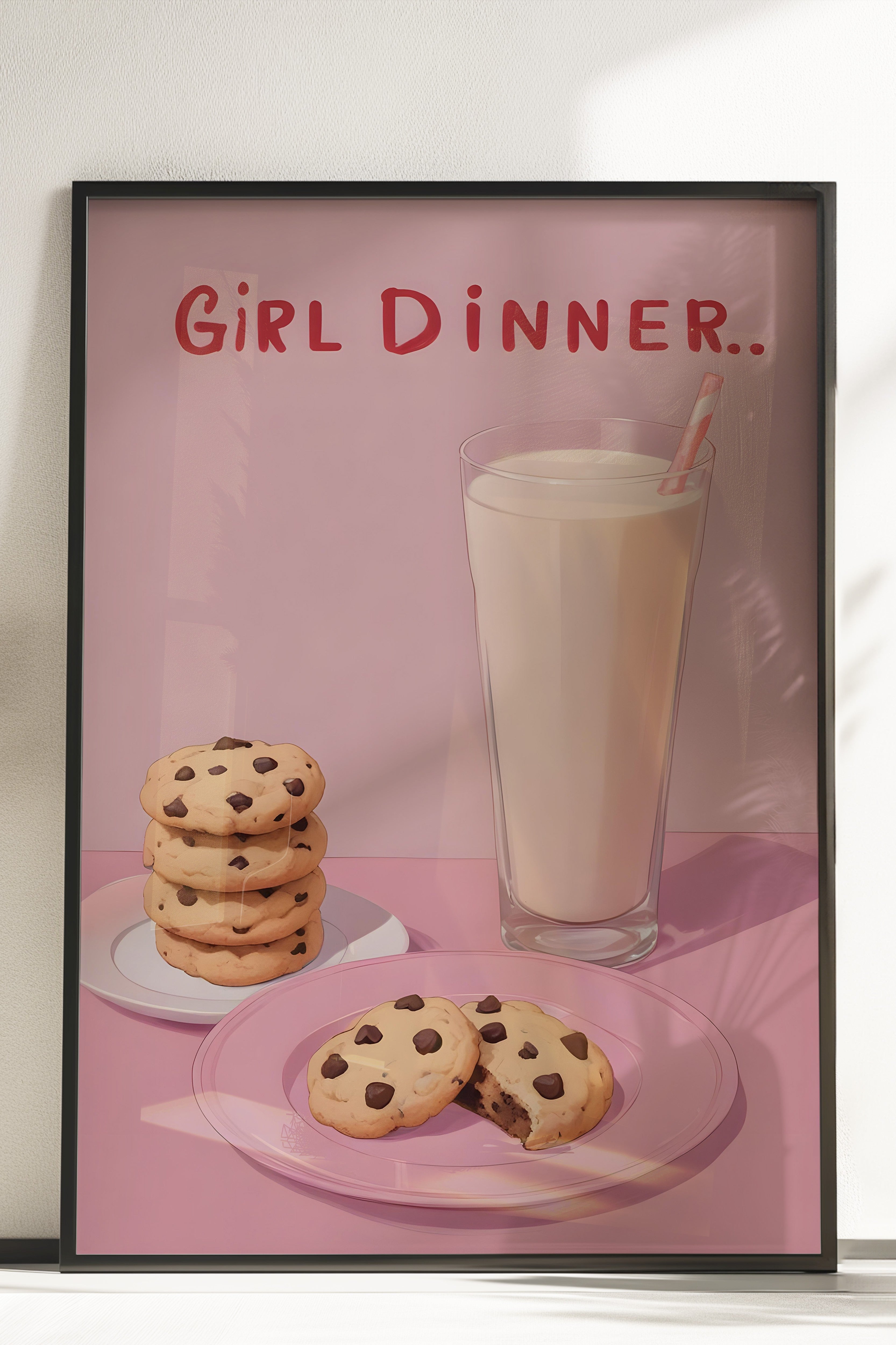 Çerçevesiz Poster, Girl Dinner, Comfort Serisi Mutfak Duvar Posteri, NO:109067