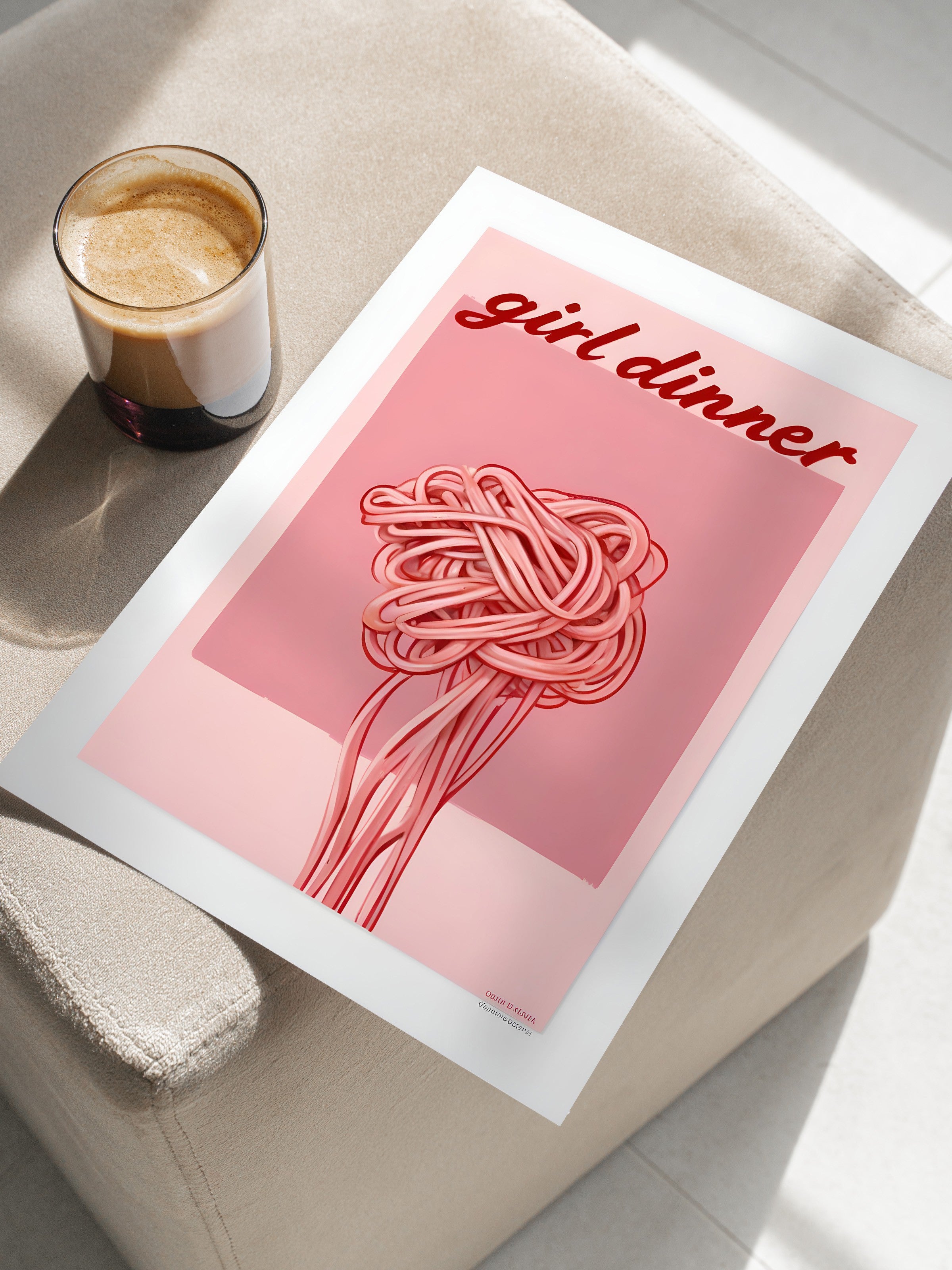 Çerçevesiz Poster, Girl Dinner, Comfort Serisi Mutfak Duvar Posteri, NO:109095