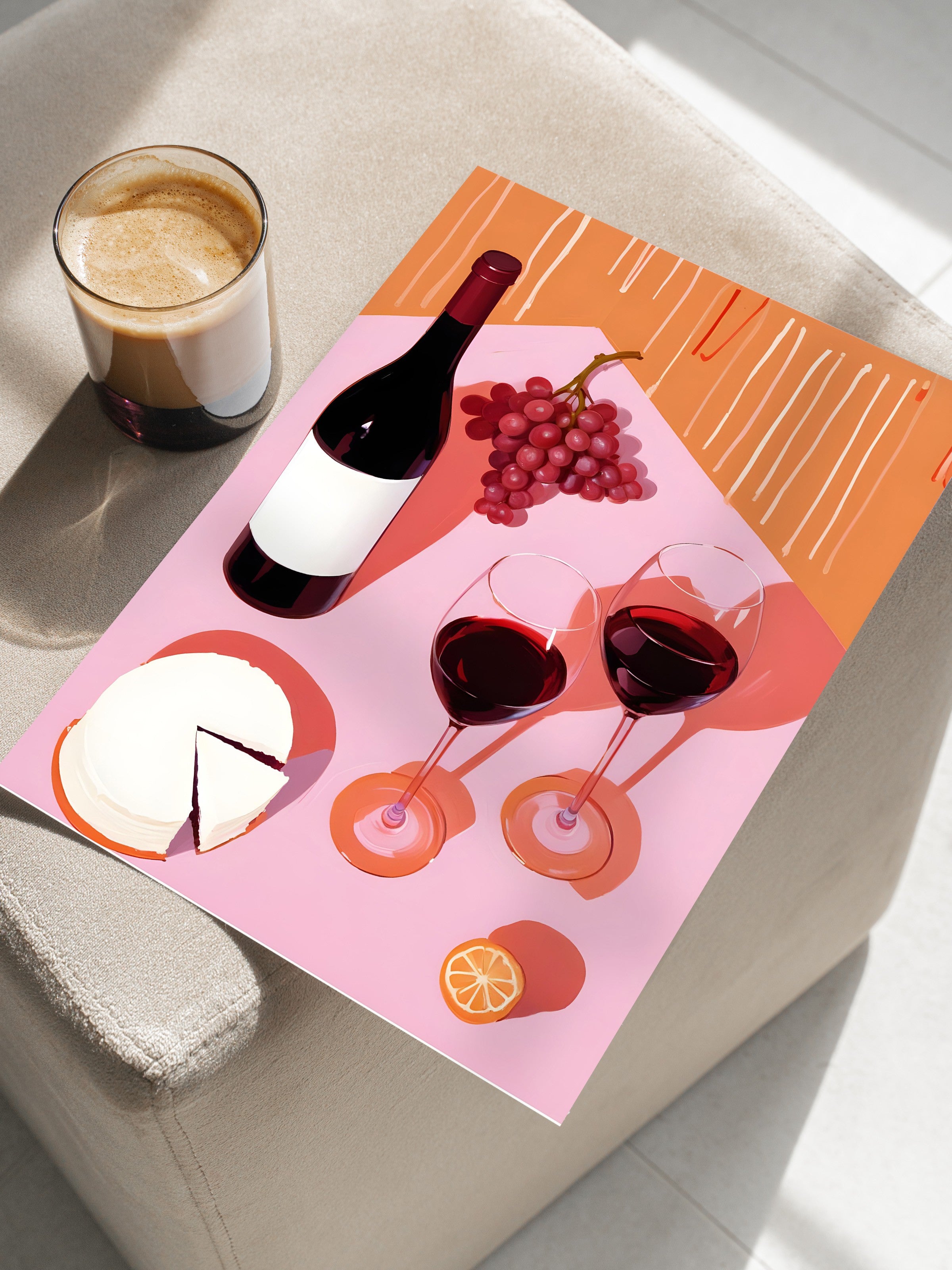 Çerçevesiz Poster, Grapes & Wine, Comfort Serisi Mutfak Duvar Posteri, NO:109097