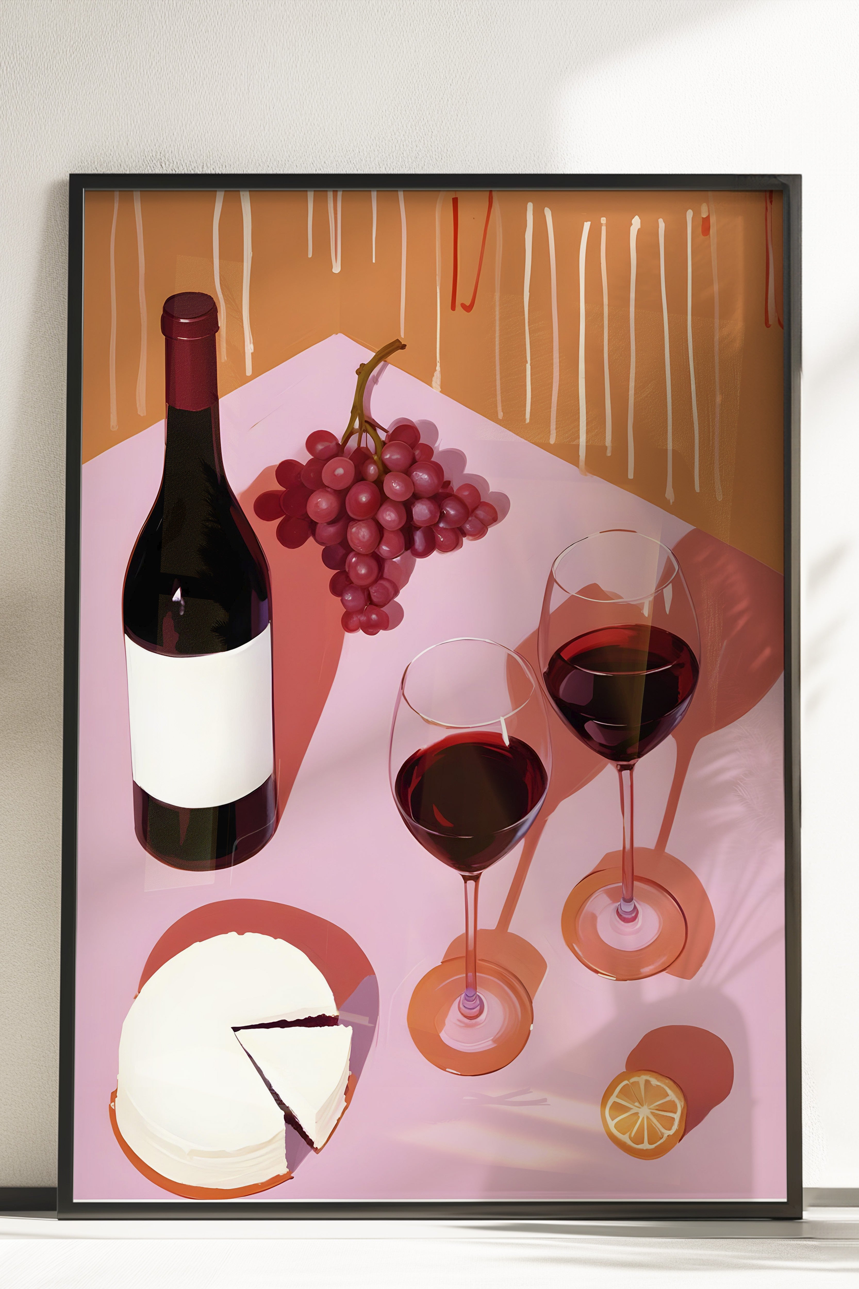 Çerçevesiz Poster, Grapes & Wine, Comfort Serisi Mutfak Duvar Posteri, NO:109097