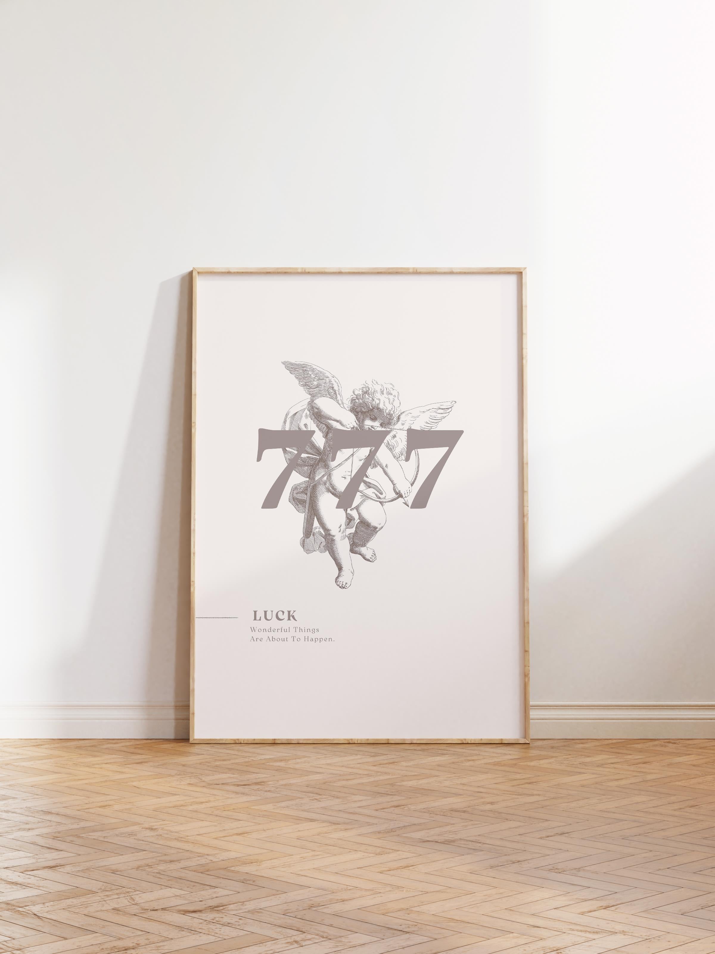 Çerçevesiz Poster, İllüstrasyon Çizim Poster - 777 Angel Numbers - Bej, Duvar Posteri, Duvar Dekoru, HD Baskı, Kalın Arşivsel Sanat Kağıdı