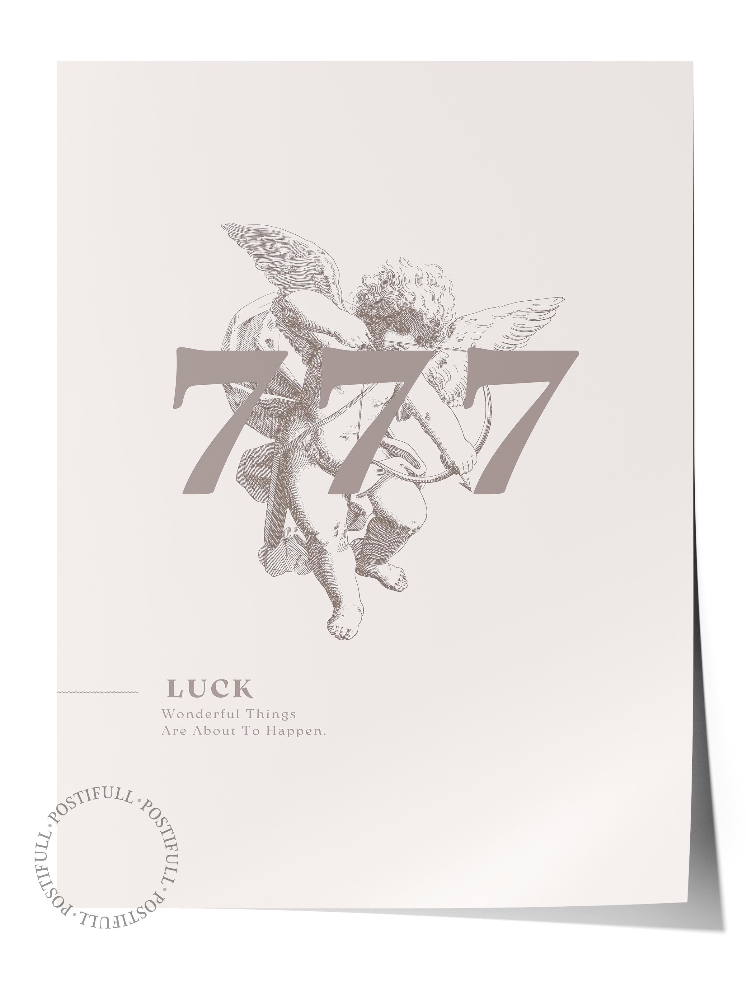 Çerçevesiz Poster, İllüstrasyon Çizim Poster - 777 Angel Numbers - Bej, Duvar Posteri, Duvar Dekoru, HD Baskı, Kalın Arşivsel Sanat Kağıdı