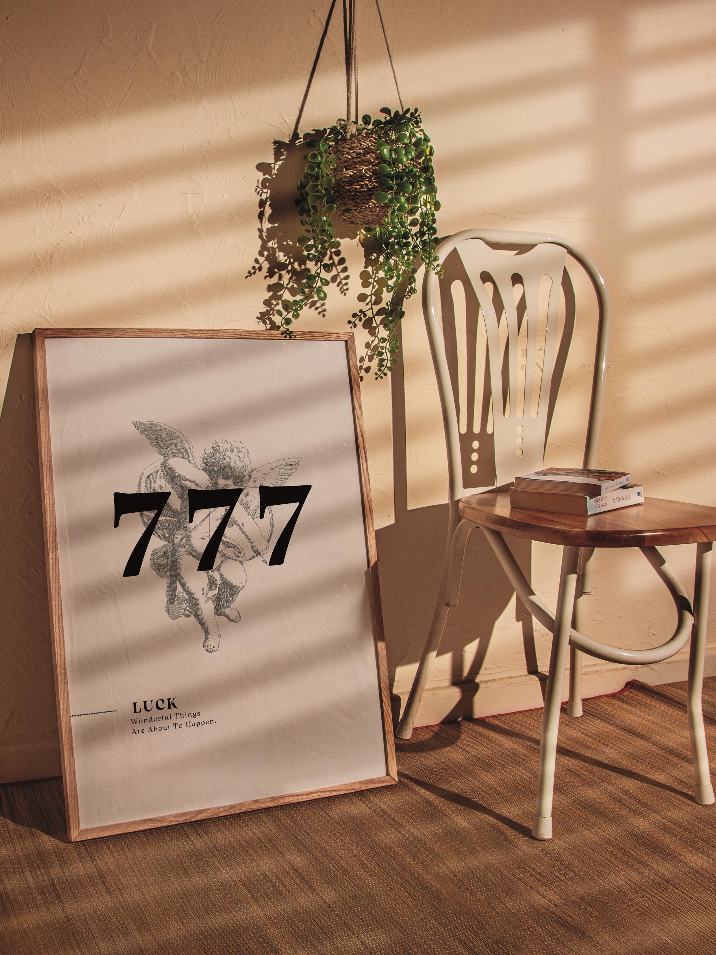 Çerçevesiz Poster, İllüstrasyon Çizim Poster - 777 Numara - Siyah, Duvar Posteri, Duvar Dekoru, HD Baskı, Kalın Arşivsel Sanat Kağıdı