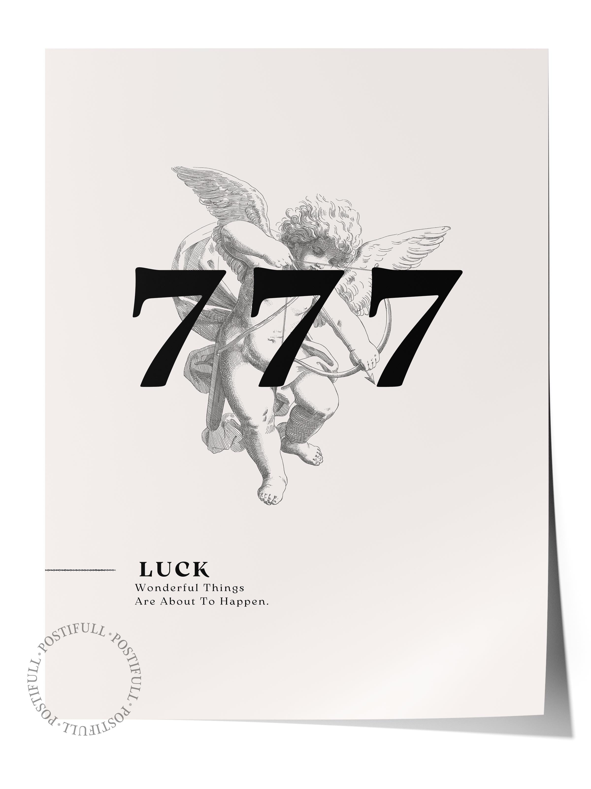 Çerçevesiz Poster, İllüstrasyon Çizim Poster - 777 Numara - Siyah, Duvar Posteri, Duvar Dekoru, HD Baskı, Kalın Arşivsel Sanat Kağıdı