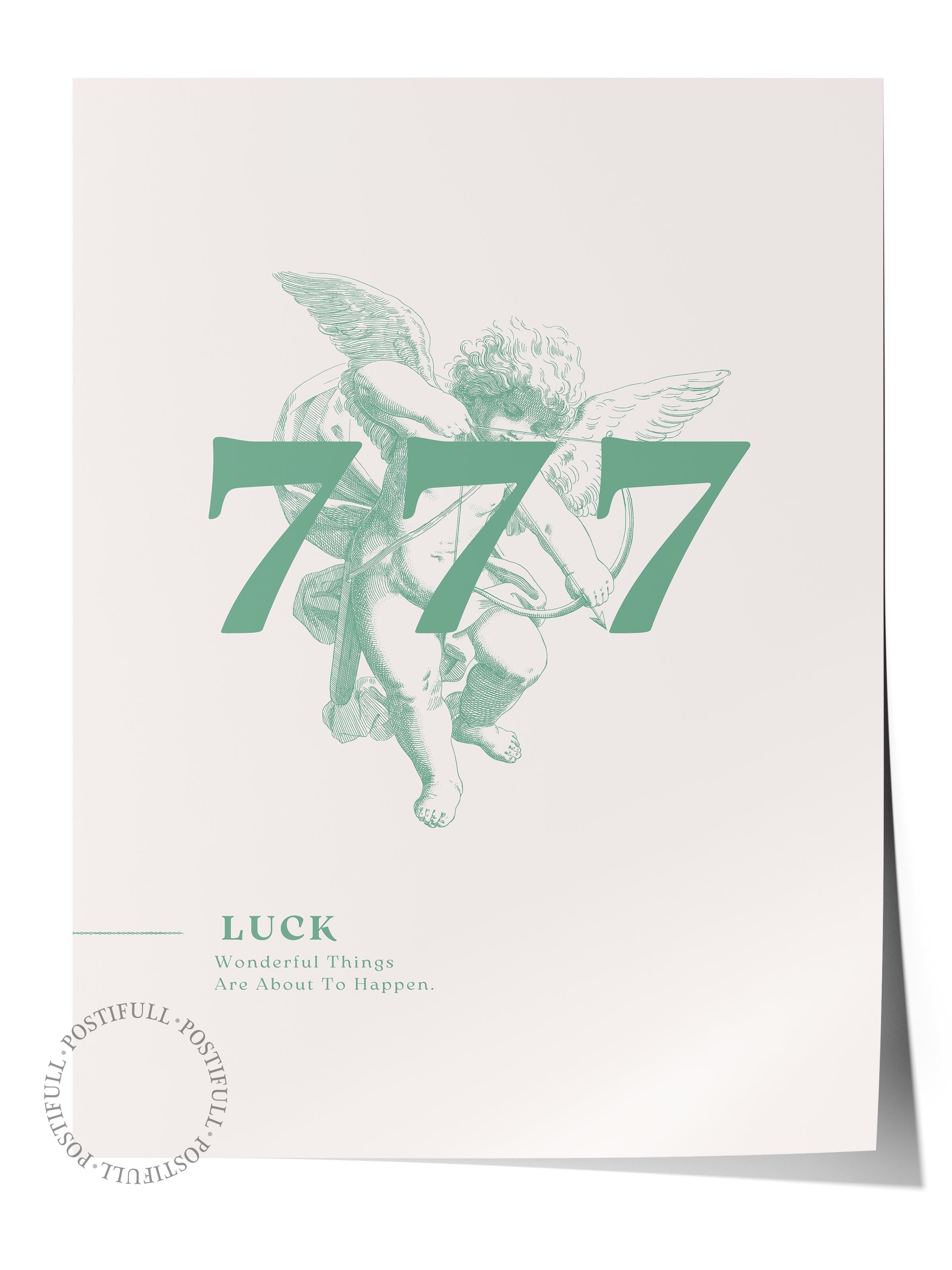 Çerçevesiz Poster, İllüstrasyon Çizim Poster - 777 Numara Yeşil, Duvar Posteri, Duvar Dekoru, HD Baskı, Kalın Arşivsel Sanat Kağıdı