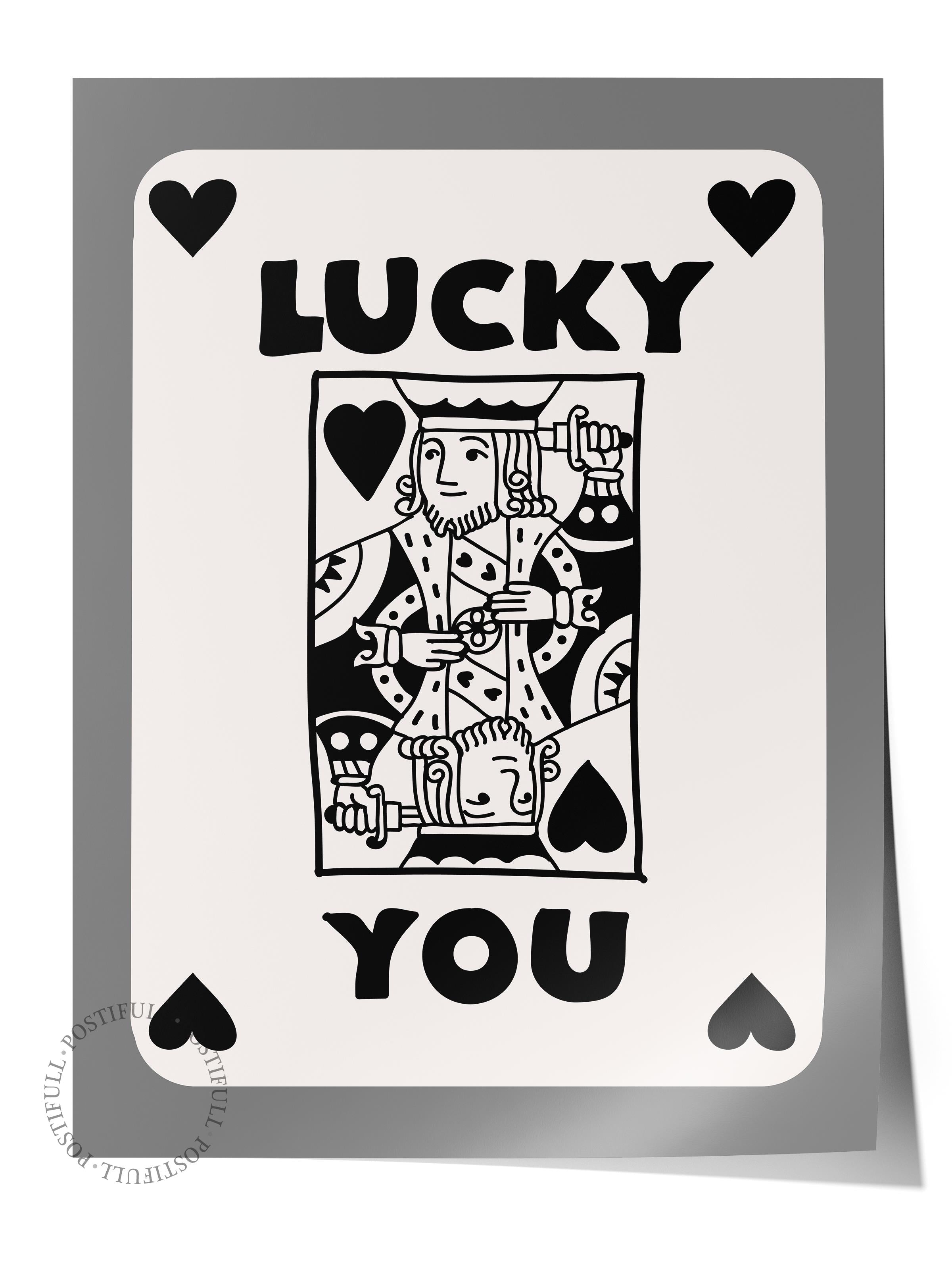 Çerçevesiz Poster, İllüstrasyon Çizim Poster - Lucky You İskambil Kartı, Duvar Posteri, Duvar Dekoru, HD Baskı, Kalın Arşivsel Sanat Kağıdı