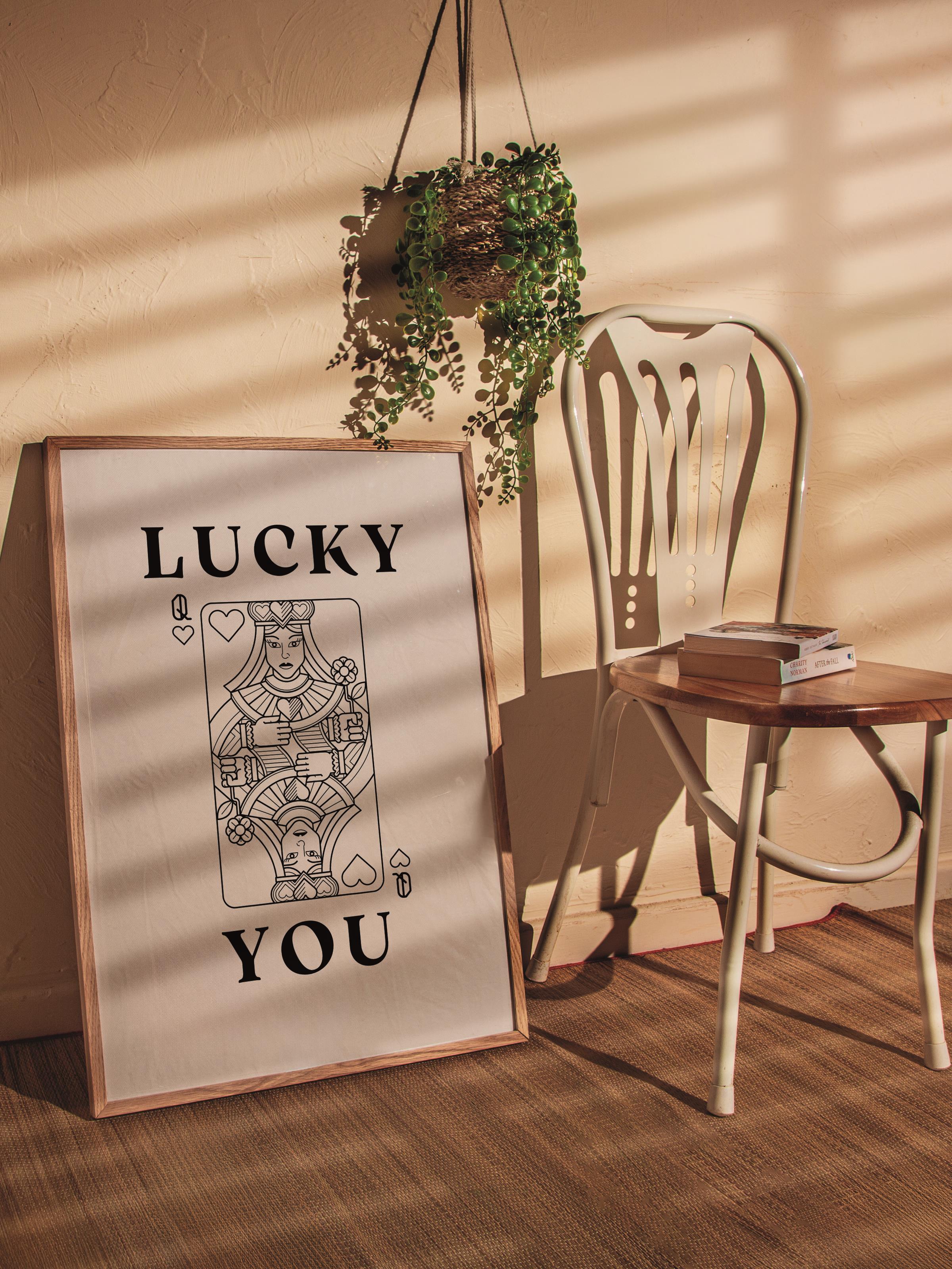 Çerçevesiz Poster, İllüstrasyon Çizim Poster - Lucky You Siyah, Duvar Posteri, Duvar Dekoru, HD Baskı, Kalın Arşivsel Sanat Kağıdı