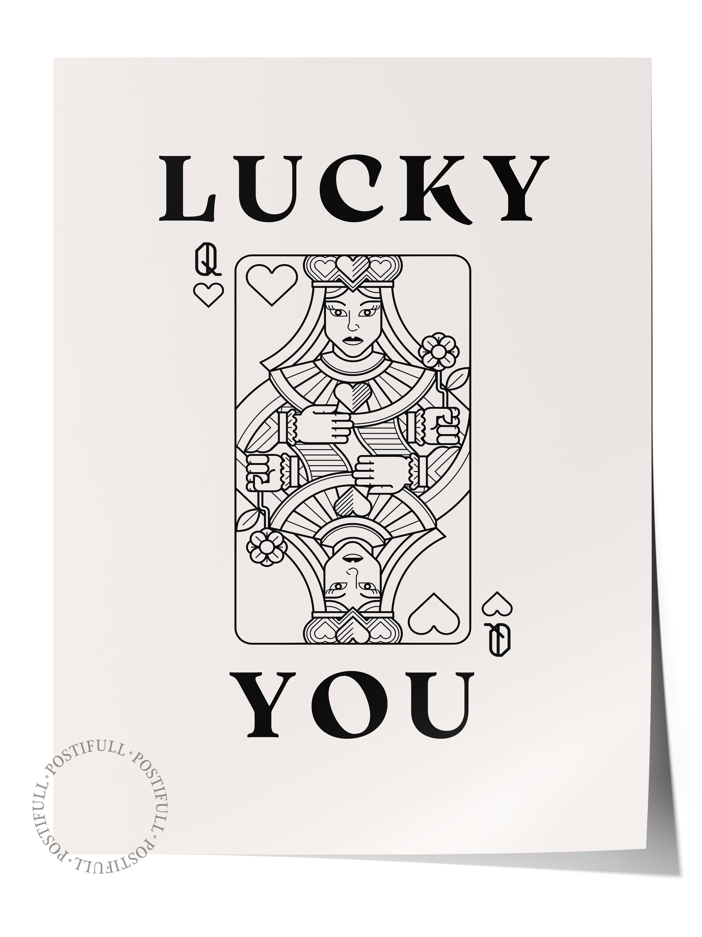 Çerçevesiz Poster, İllüstrasyon Çizim Poster - Lucky You Siyah, Duvar Posteri, Duvar Dekoru, HD Baskı, Kalın Arşivsel Sanat Kağıdı