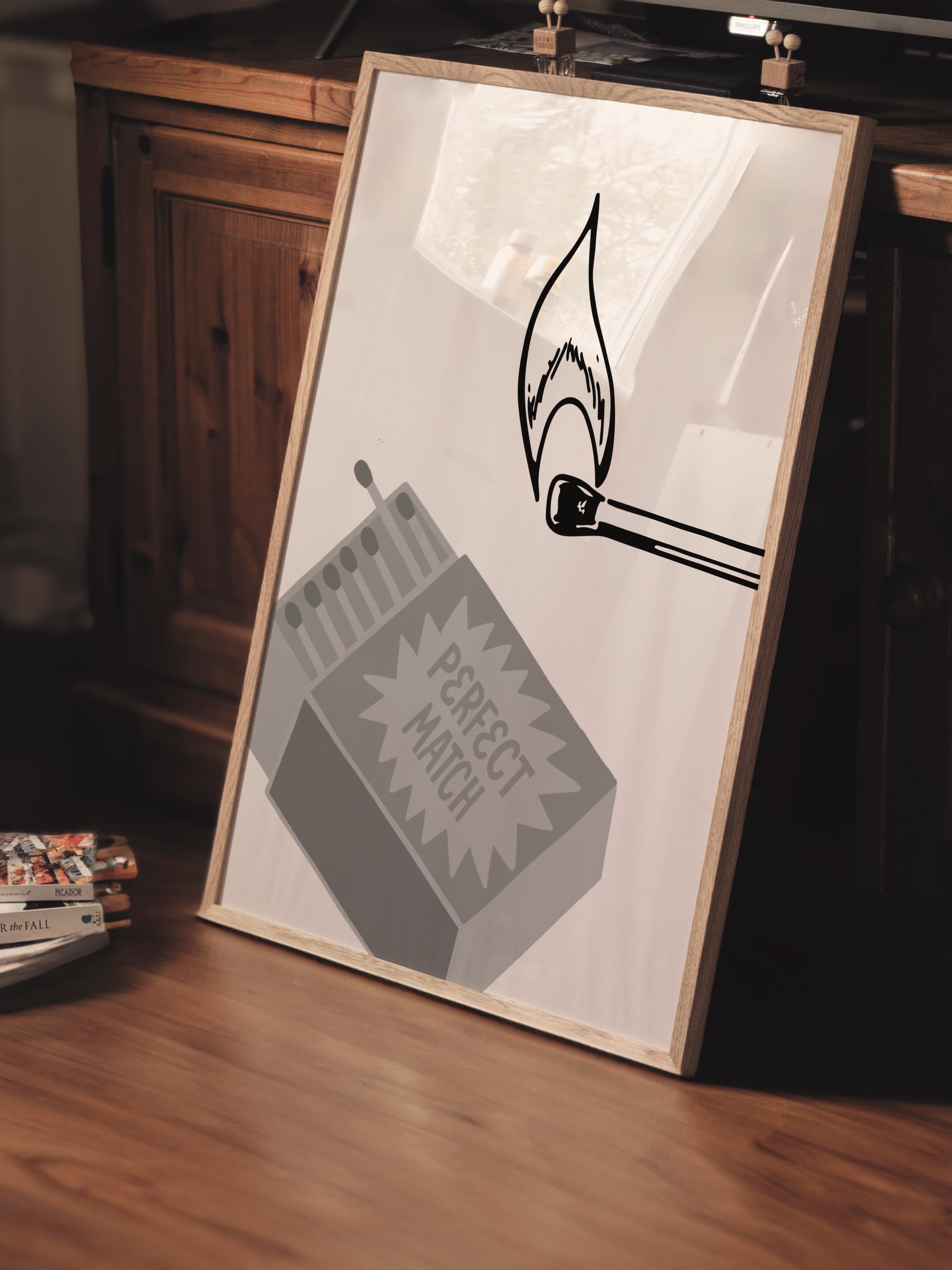 Çerçevesiz Poster, İllüstrasyon Çizim Poster - Perfect Match Siyah, Duvar Posteri, Duvar Dekoru, HD Baskı, Kalın Arşivsel Sanat Kağıdı