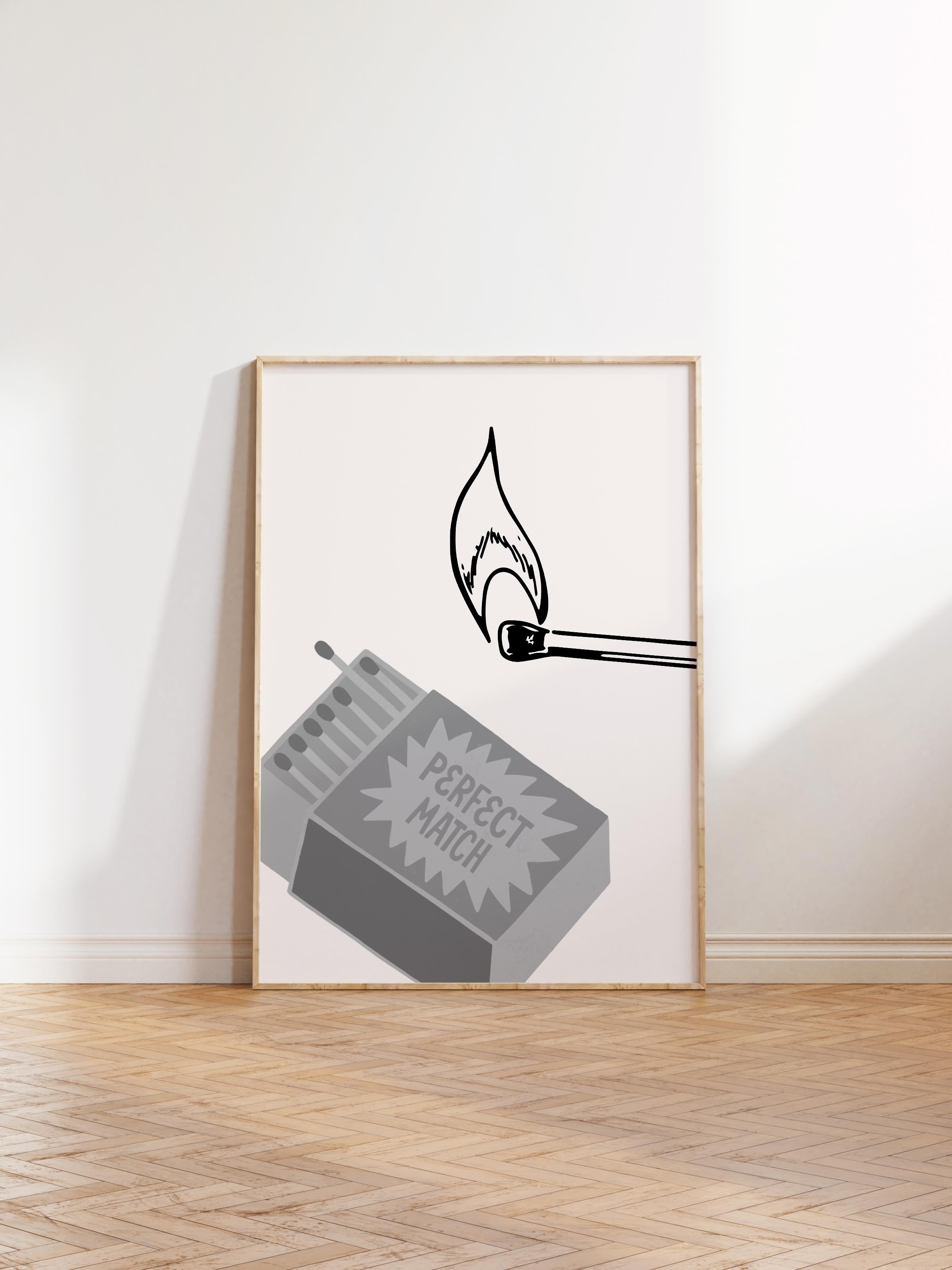 Çerçevesiz Poster, İllüstrasyon Çizim Poster - Perfect Match Siyah, Duvar Posteri, Duvar Dekoru, HD Baskı, Kalın Arşivsel Sanat Kağıdı