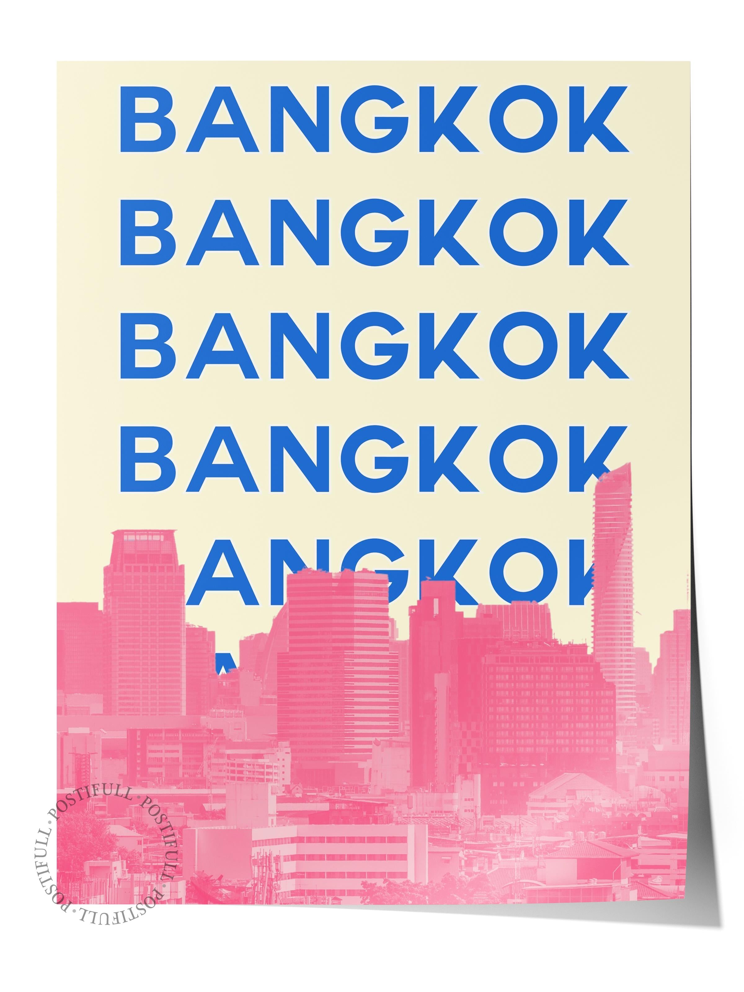 Çerçevesiz Poster İllüstrasyon Şehir - Bangkok, Şehirler Serisi, Duvar Posteri, HD Baskı, Kalın Arşivsel Sanat Kağıdı