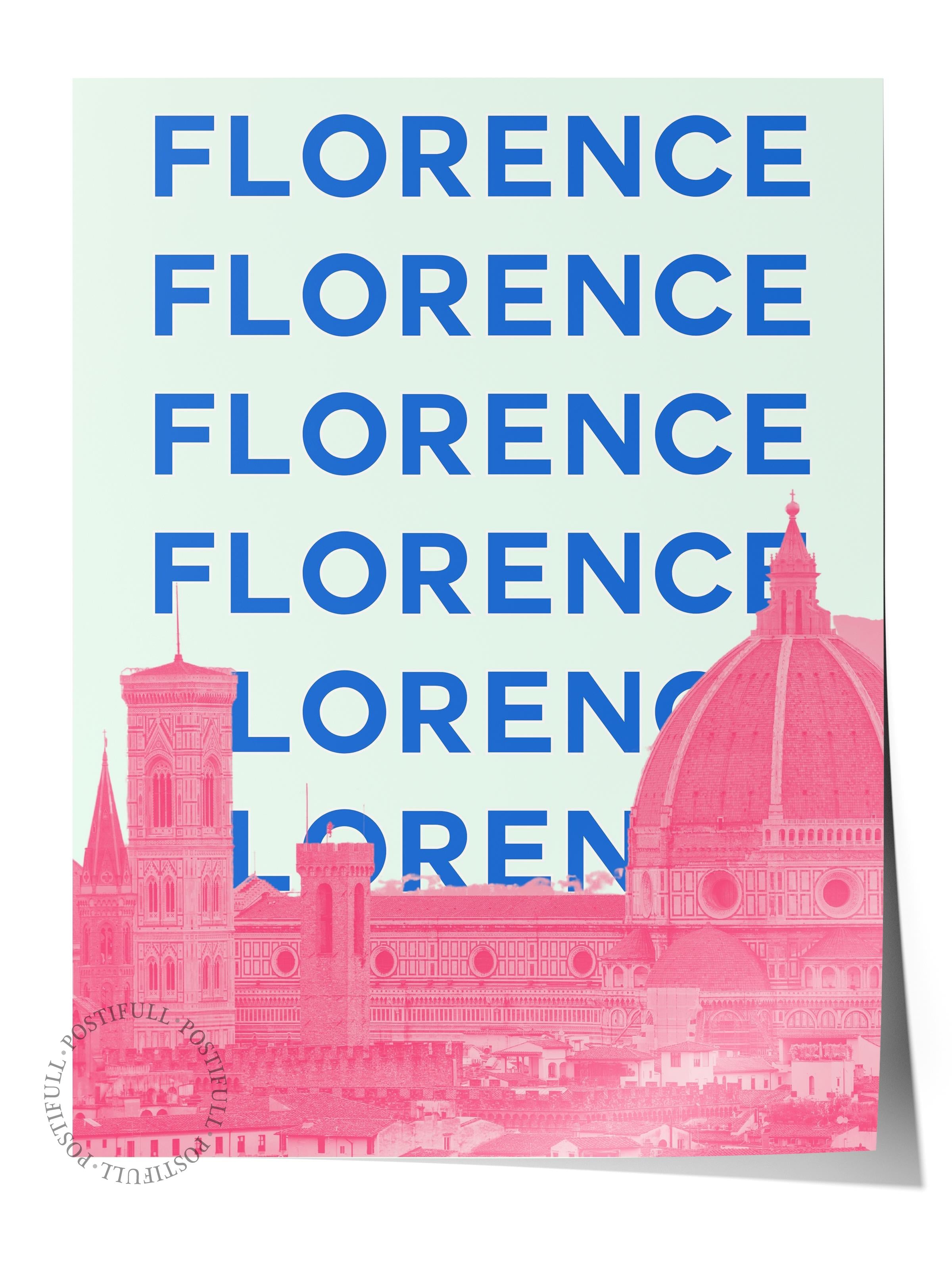 Çerçevesiz Poster İllüstrasyon Şehir - Florence, Şehirler Serisi, Duvar Posteri, HD Baskı, Kalın Arşivsel Sanat Kağıdı