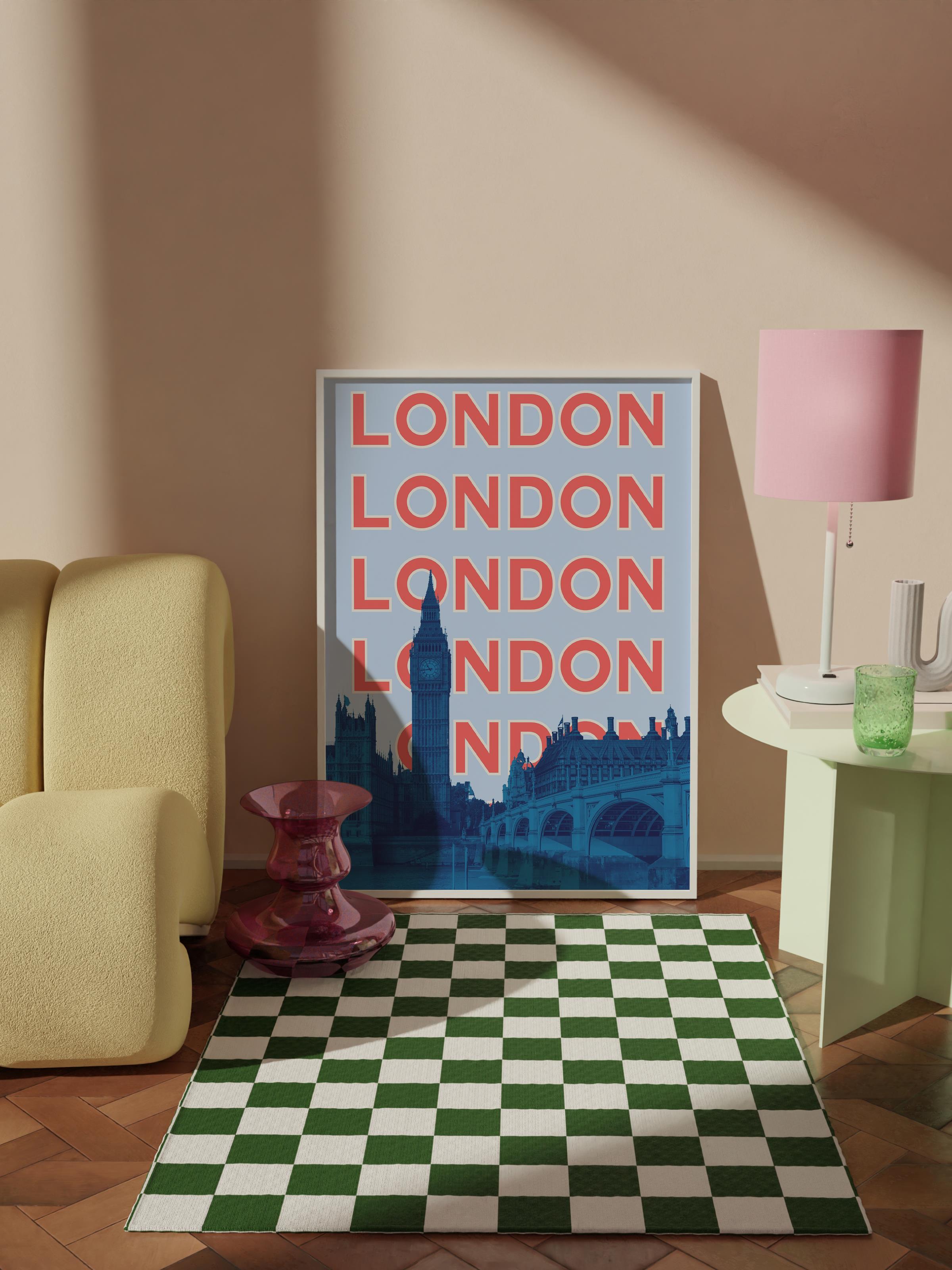 Çerçevesiz Poster İllüstrasyon Şehir - London, Şehirler Serisi, Duvar Posteri, HD Baskı, Kalın Arşivsel Sanat Kağıdı