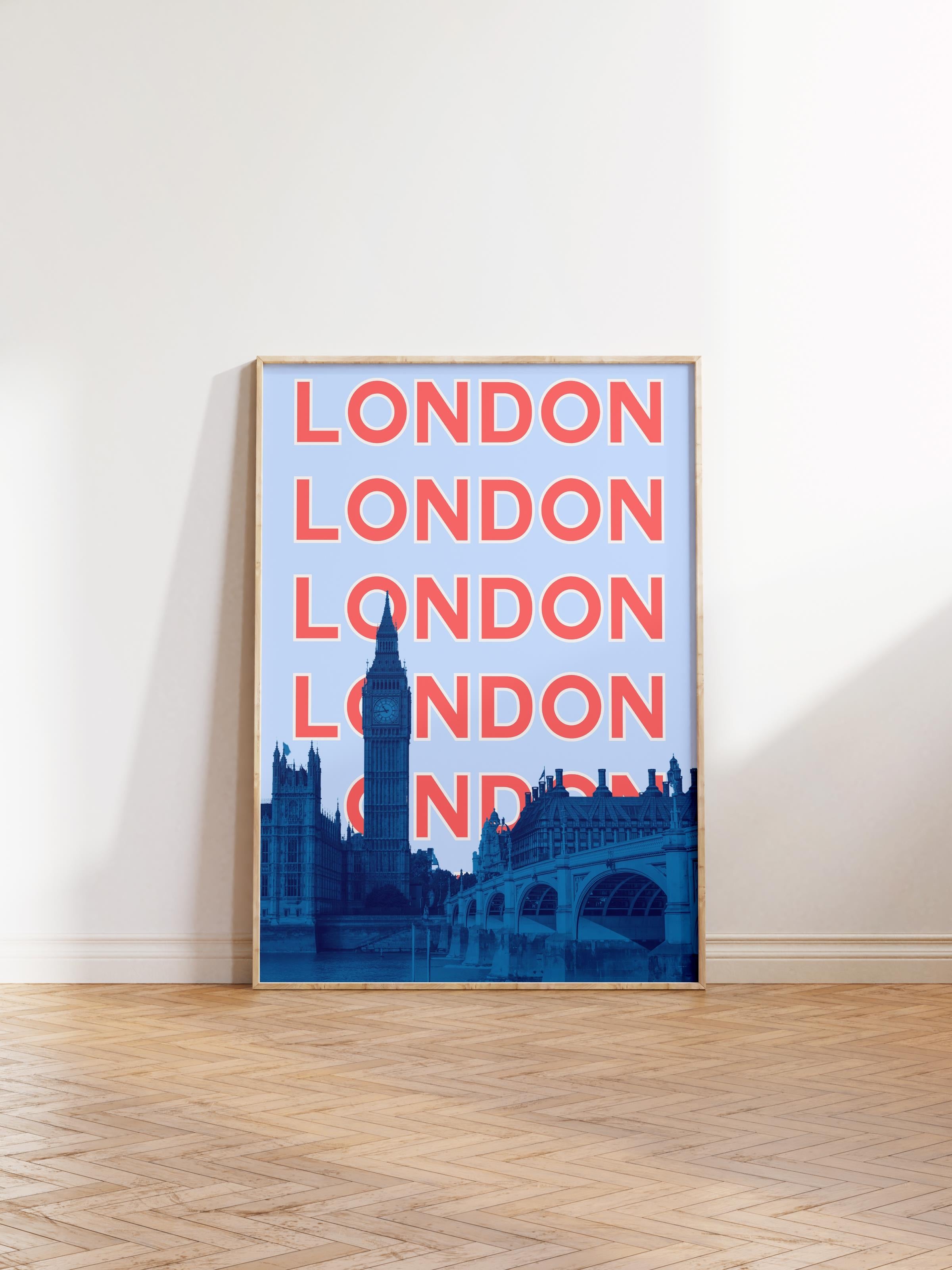 Çerçevesiz Poster İllüstrasyon Şehir - London, Şehirler Serisi, Duvar Posteri, HD Baskı, Kalın Arşivsel Sanat Kağıdı